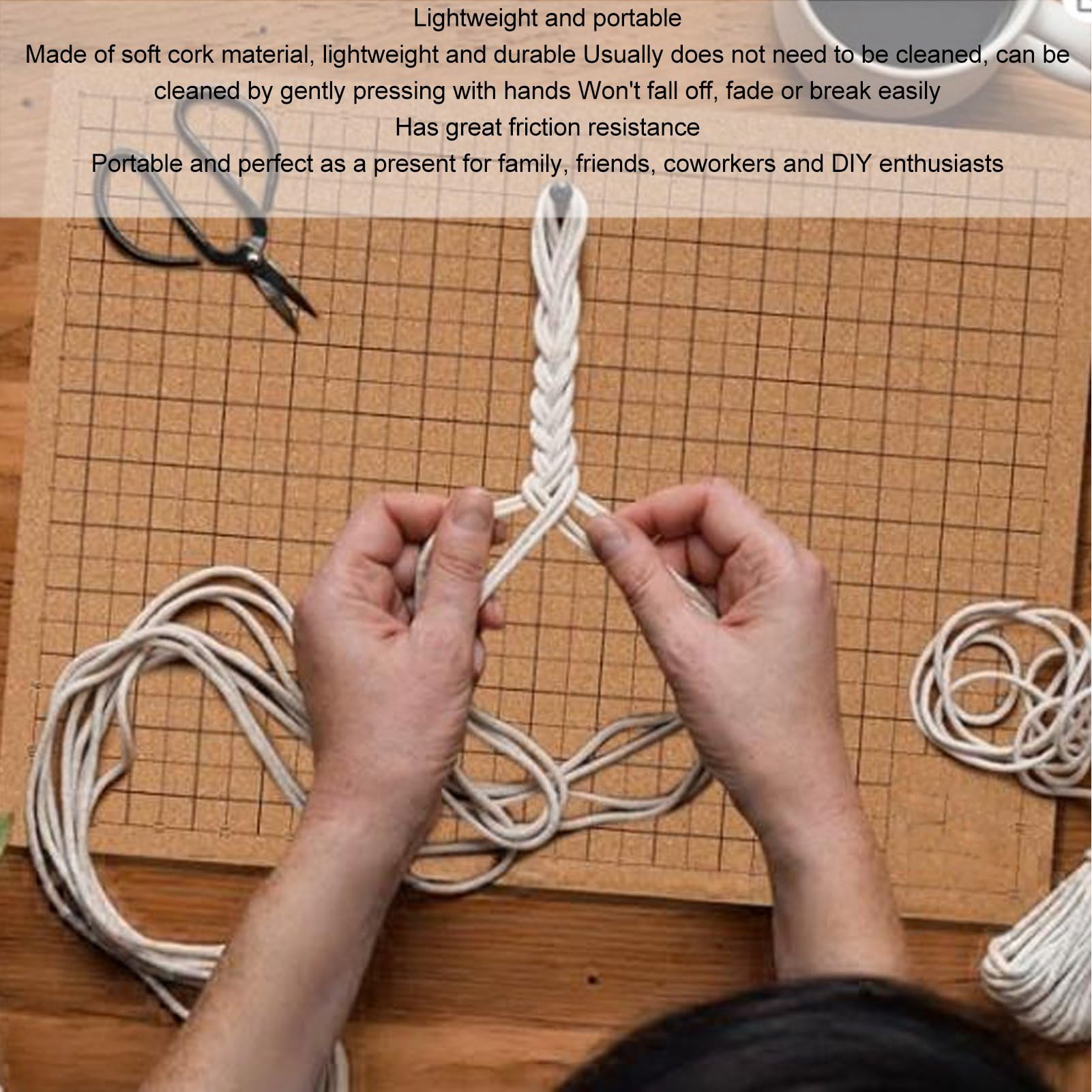 Planche De Macramé Double Face 7x7 Pouces Avec Grilles Métriques Et Impériales – Tableau De Tressage Portable En Bois, Avec Instructions – Idéal Pour Bracelets, Bijoux DIY Et Projets De Ficelle