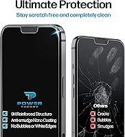 Vista 4 de Power Theory Protector de pantalla de vidrio templado diseñado para iPhone 13 ProiPhone 13 dureza 9H, kit de fácil instalación, 99% HD libre