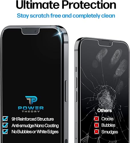 Miniatura 10 de Power Theory Protector de pantalla para iPhone 12 Mini paquete de 2 unidades con kit de fácil instalación vidrio templado premium para iPhone 12Mini