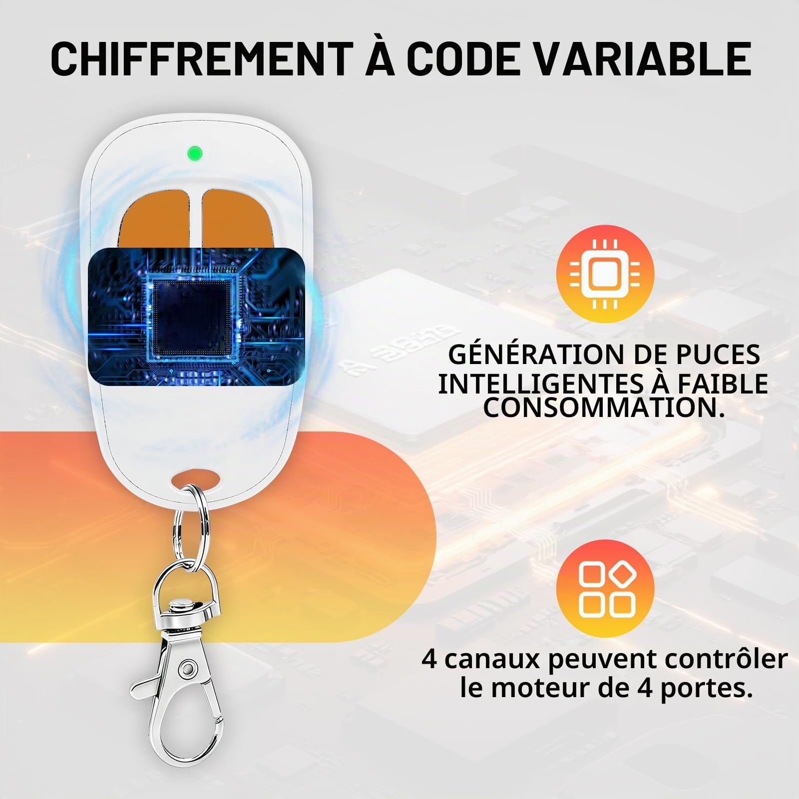 Lot de 3 AAM0094 Télécommande Portail Garage 4 Canaux, 433.92MHz Compatible SCS Motorisation Portail et Porte de Garage(orange)