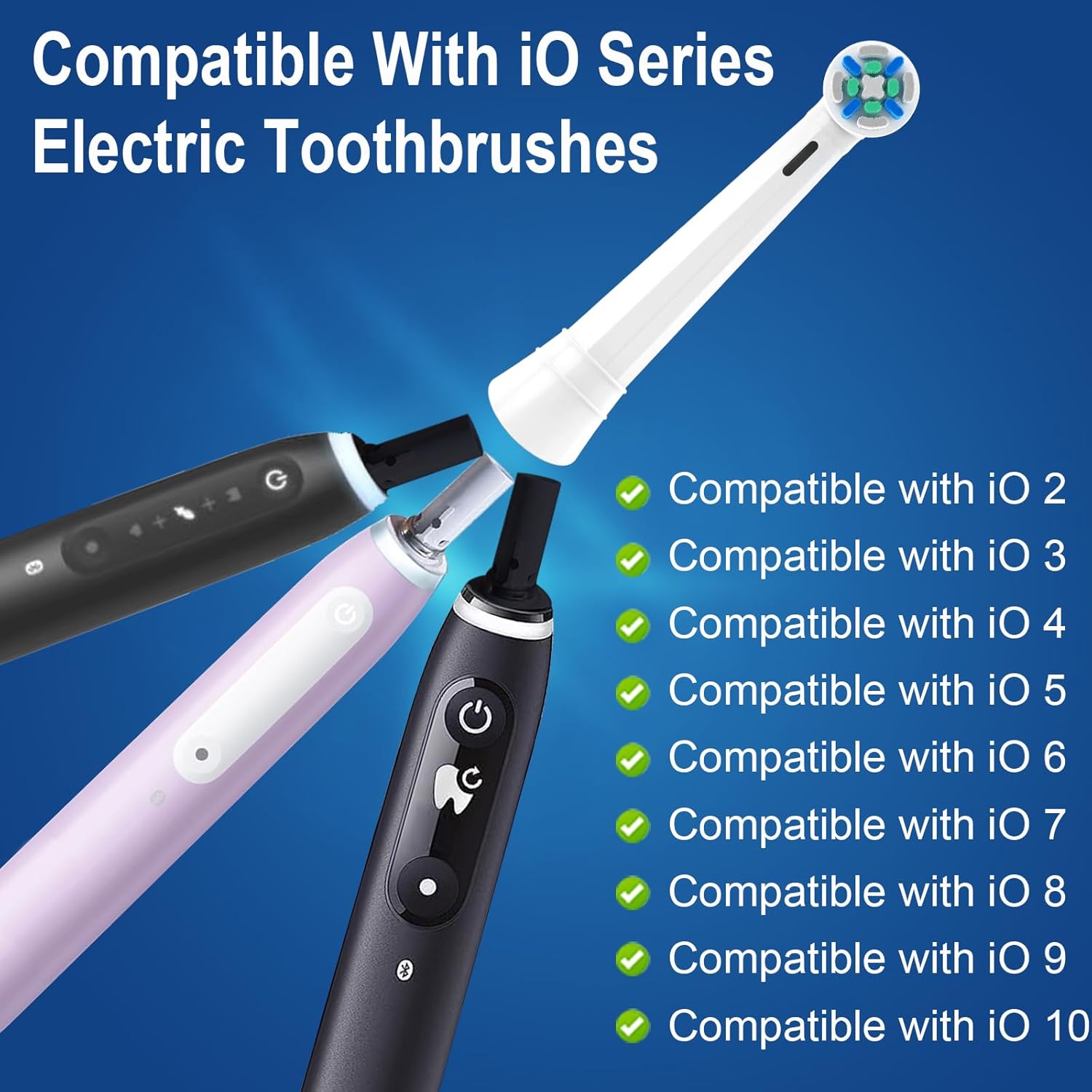 iO Replacement Heads Compatible with Oral B iO, Brush Heads for iO 2/3/4/5/6/7/8/9/10 Series Electric Toothbrushs, Medium Softness, Removes Stubborn Plaque, 12 White