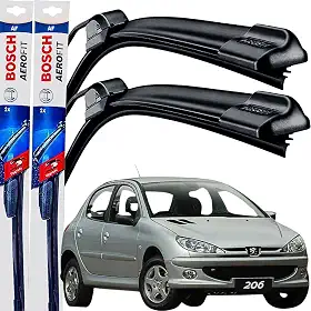 Par Palheta Limpador Parabrisa Dianteiro Silicone Bosch Paleta Peugeot 206 1998 á→ 2010