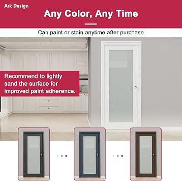 36 x 80 French Doors Slab, Pine 5-Lite Frosted Glass Interior Door for Hallway, Bedroom Door with Window, Unfinished & Ready-to-Stain Pine Door Panel w/o Borehole or Hinges