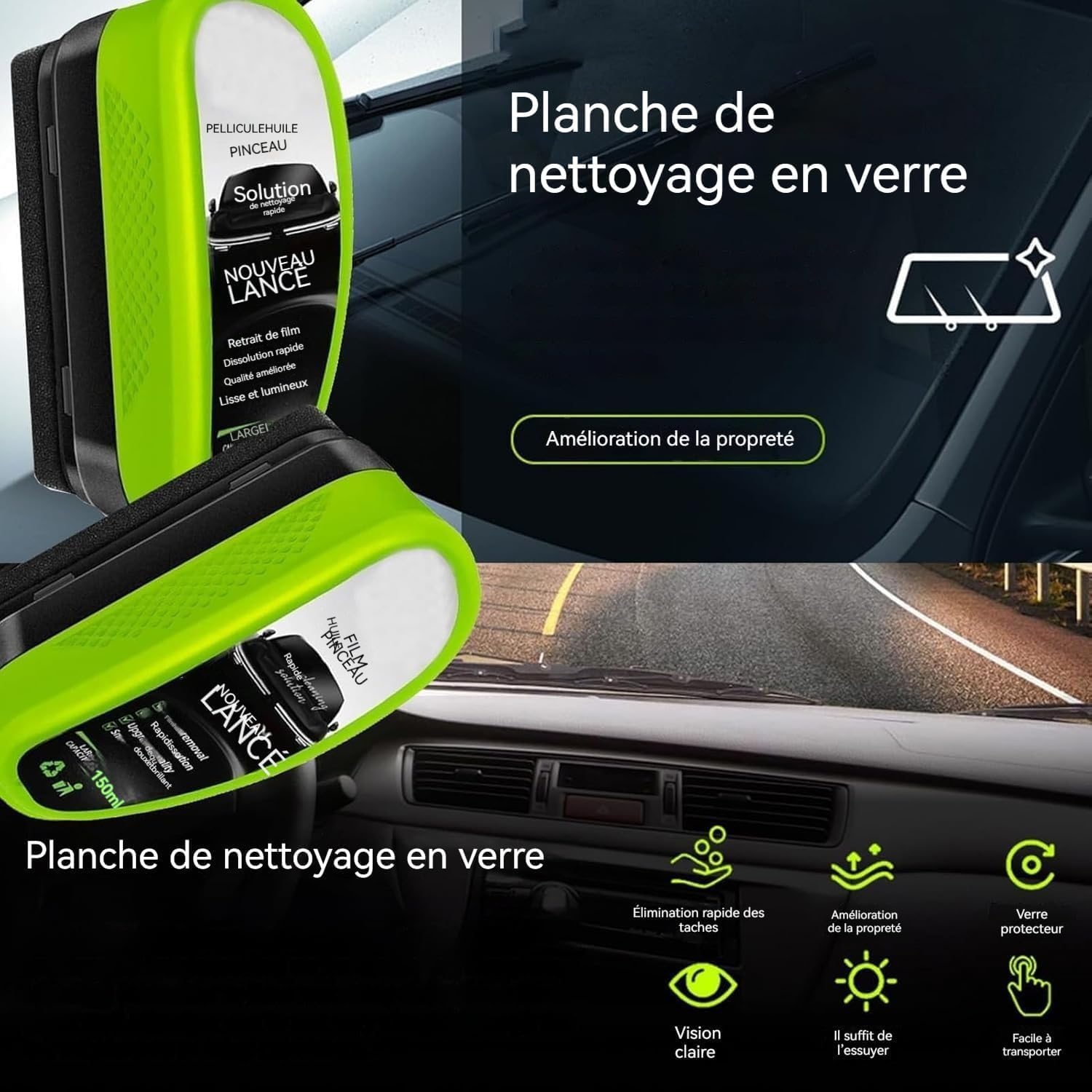 Gl170 Pro Car Window Cleaner, Pure Sight Windshield Cleaner, New Car Glass Cleaner, Long Lasting, Improves Clarity and Visibility (3PC)