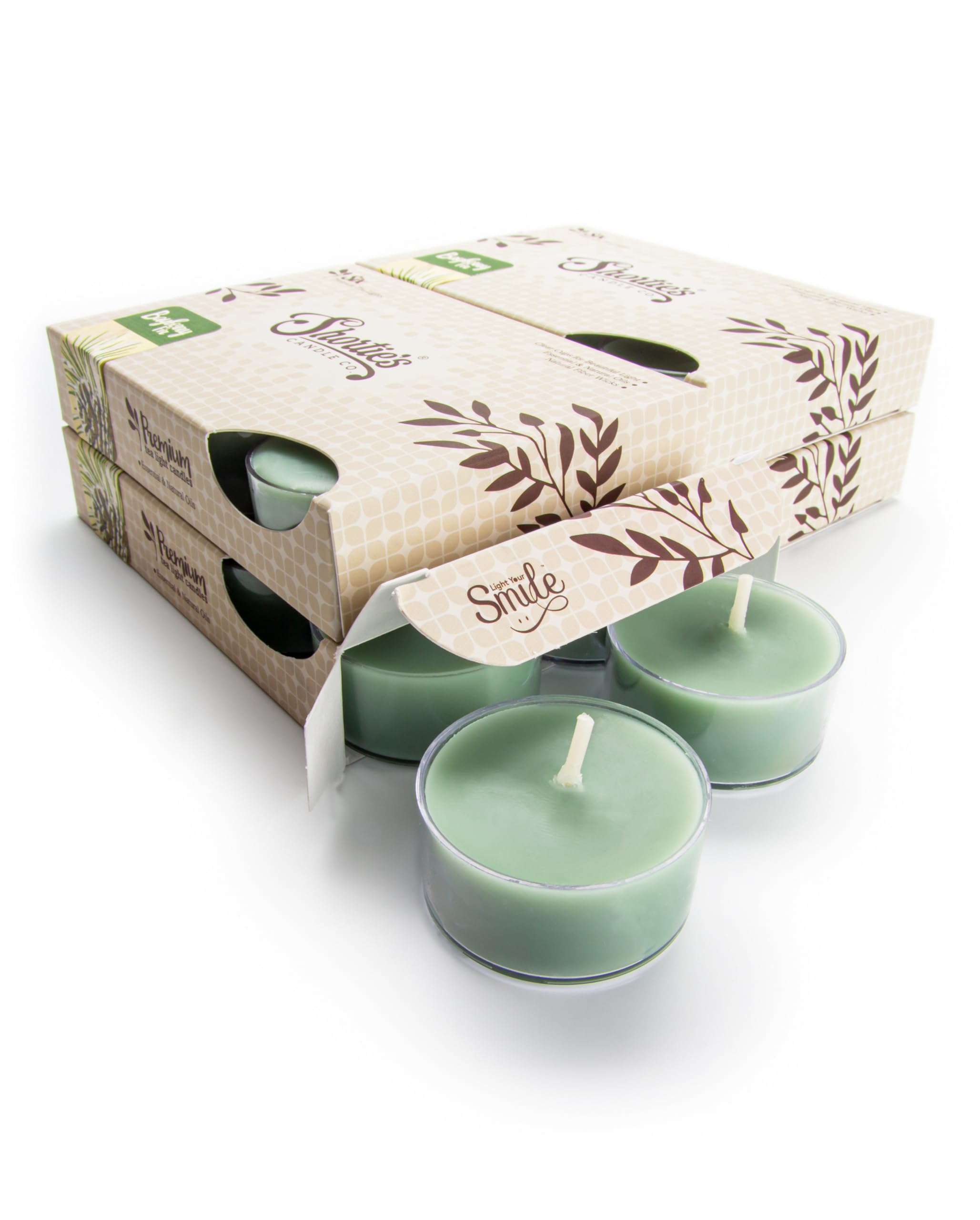 Bayberry Fir Premium Tealight Candles Bulk Pack - Highly Scented with Essential Oils - 24 Green Tea Lights - Beautiful Candlelight - Made in the USA -