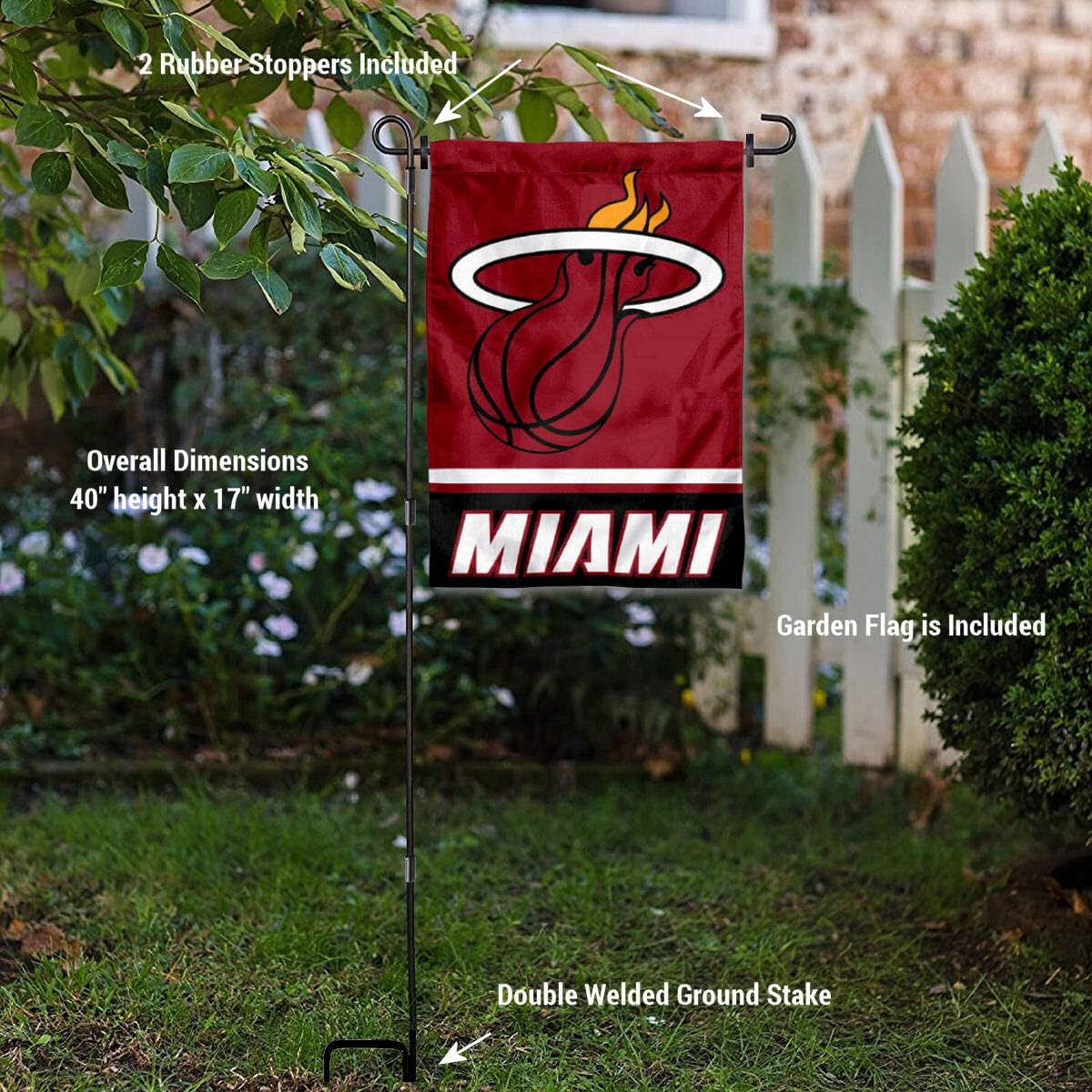 Miami Heat Garden Flag with Stand Holder