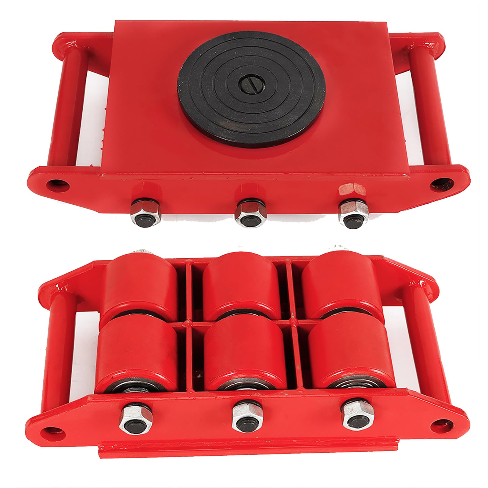 Machinery Mover 8T 17600LBS Machine Skates 360° Rotation with 6 Roller Wheels Heavy Duty Machine Dolly Skate for Industrial Moving Equipment Red (Red)