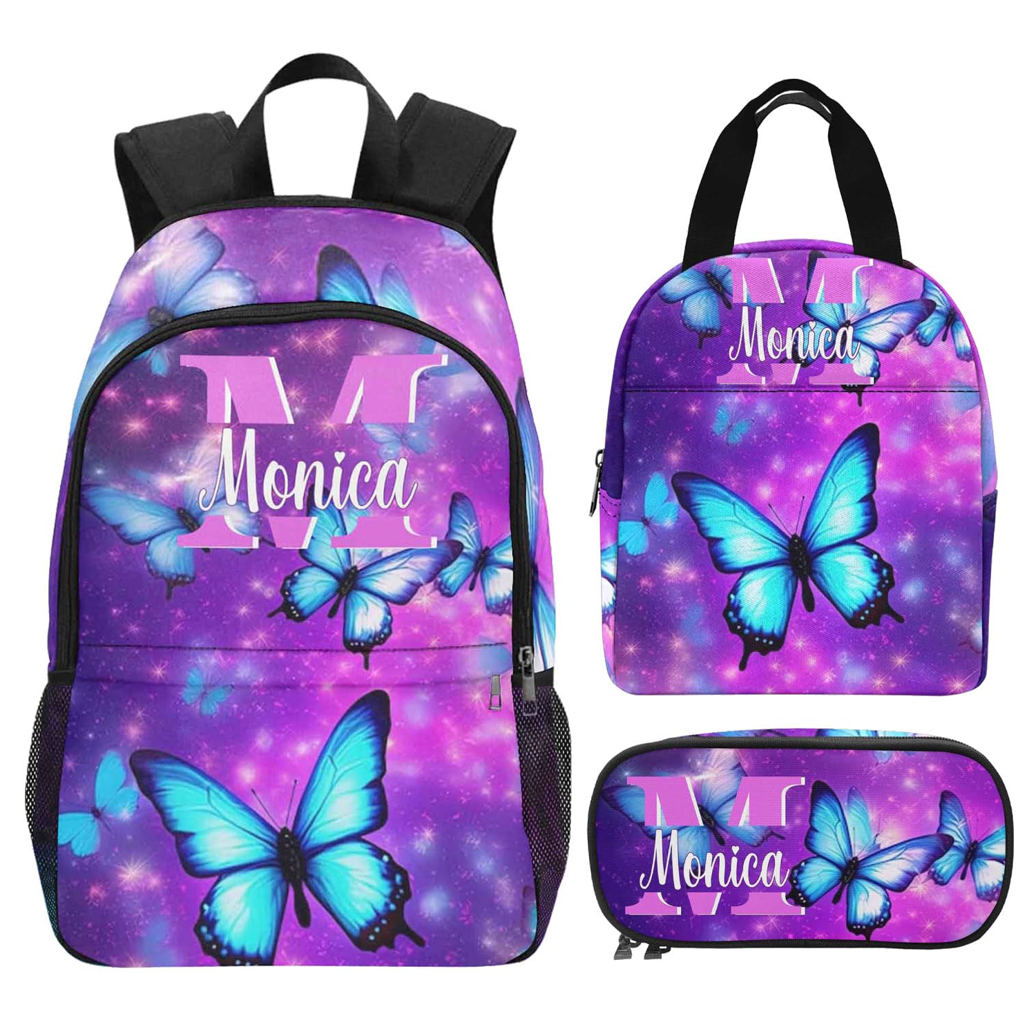 Custom Backpacks for Girls Personalized Name Kids School Backpack Children Casual Daypack Backpacks Customized Butterfly Sparkle Kid's Backpack School