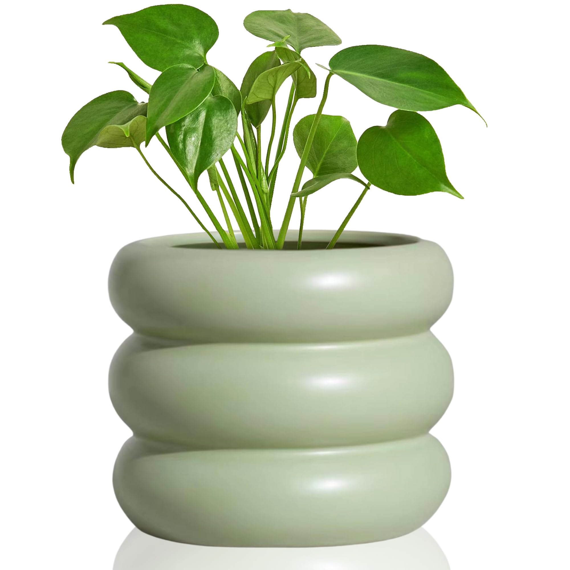 Muiltvoe Modern Plant Pot 4.7 Inch Black Ceramic Planters for Indoor Plants Unique Pots for Plants, Boho Planter Pots with Drainage Holes Small Ceramic Pots Bubble Flowerpot Home Decor