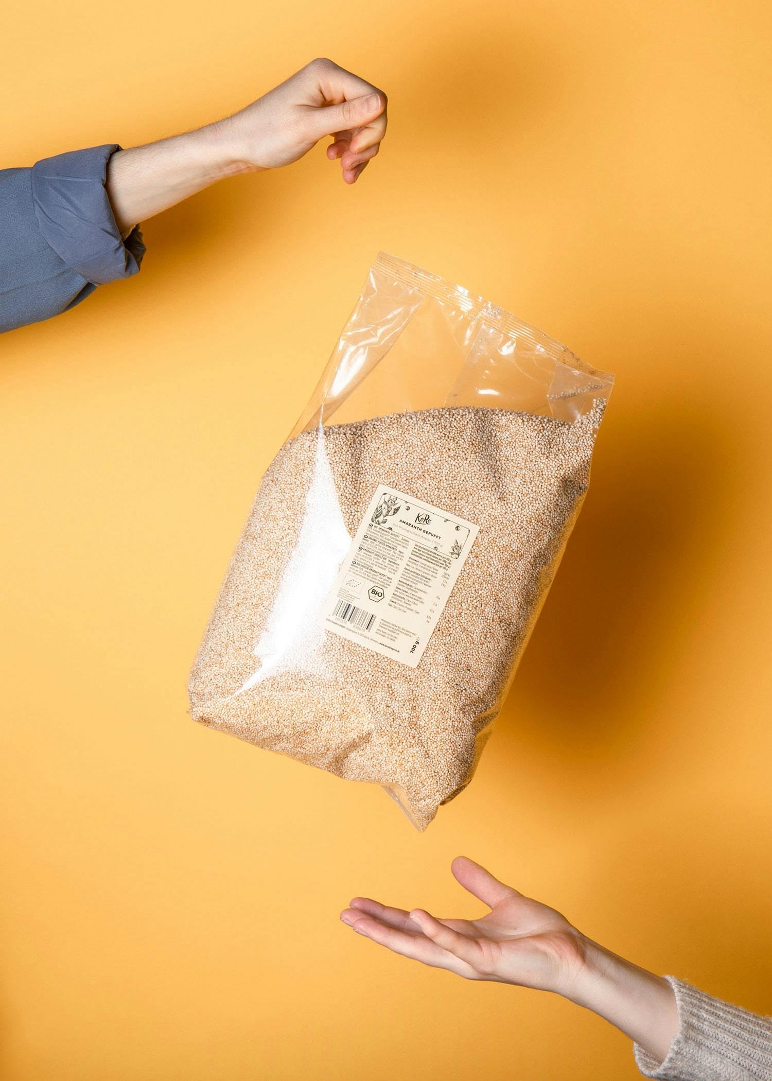 KoRo - Gepuffter Bio Amaranth 6 x 700 g - Gepuffte Körner - Abwechslungsreiche Beilage - Lecker in Salat, Müsli, Porridge - Hoher Ballaststoffgehalt