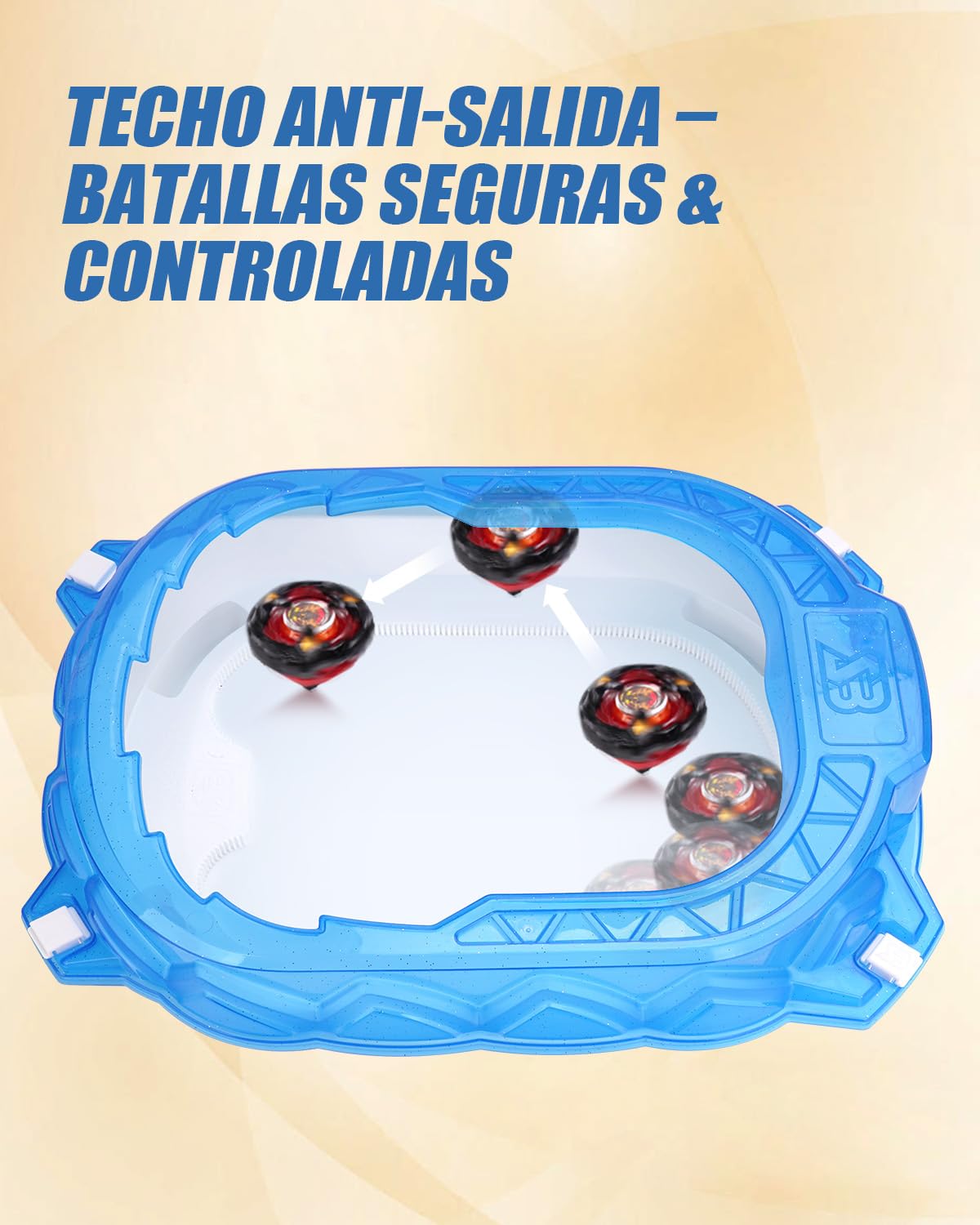 Kit de Inicio X Stadium – Arena con 6 Gyro Tops, 2 Lanzadores, Pista de Aceleración & Techo Protector. Regalo para Niños Desde 6 años
