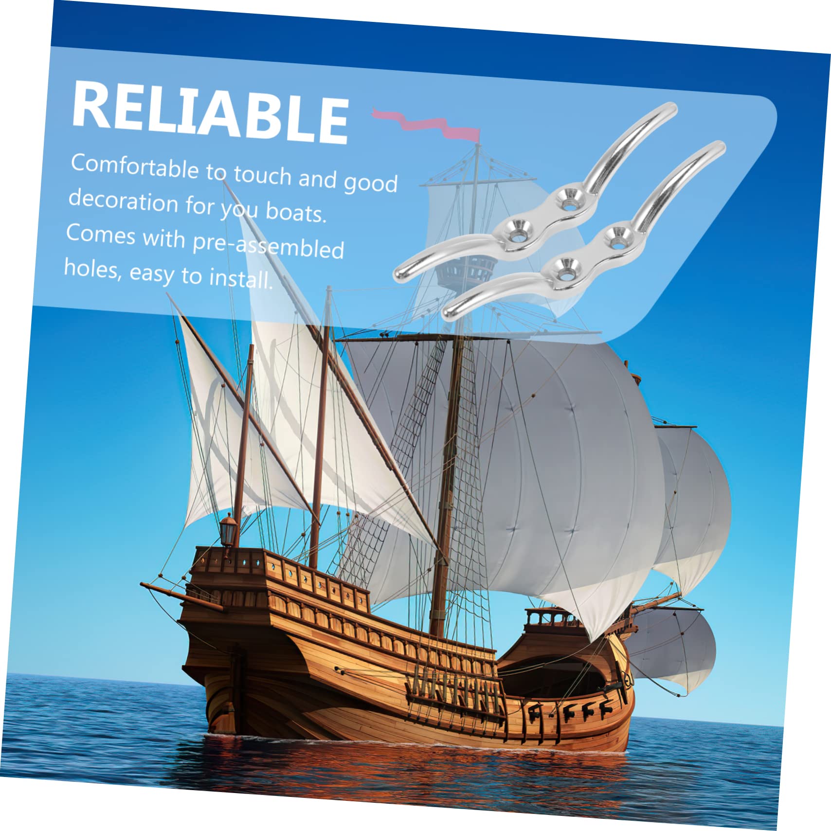 GOOHOCHY 4pcs Stainless Cleats for Boat Marine Mooring Cleat Non-Slip Boat Dock 316 Steel Mooring Bolts