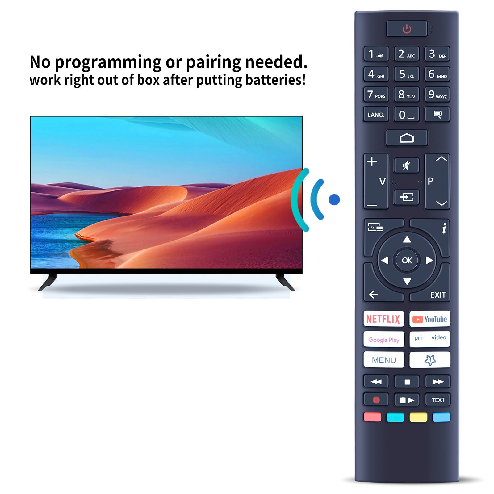 Mando A Distancia De Repuesto RC45157 Para TV Daewoo Y JVC, Compatible Con Modelos 65DM54UA, 50DH55UQ, 55DMA55UB Y Más, Infrarrojos, Sin Programación, ABS Resistente