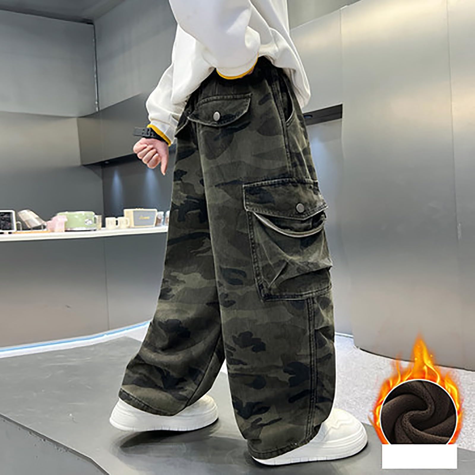 Pantalones cargo para niños, cintura elástica, pantalones deportivos de camuflaje para niños, informales, elegantes, para la escuela, correr, combate, al aire libre