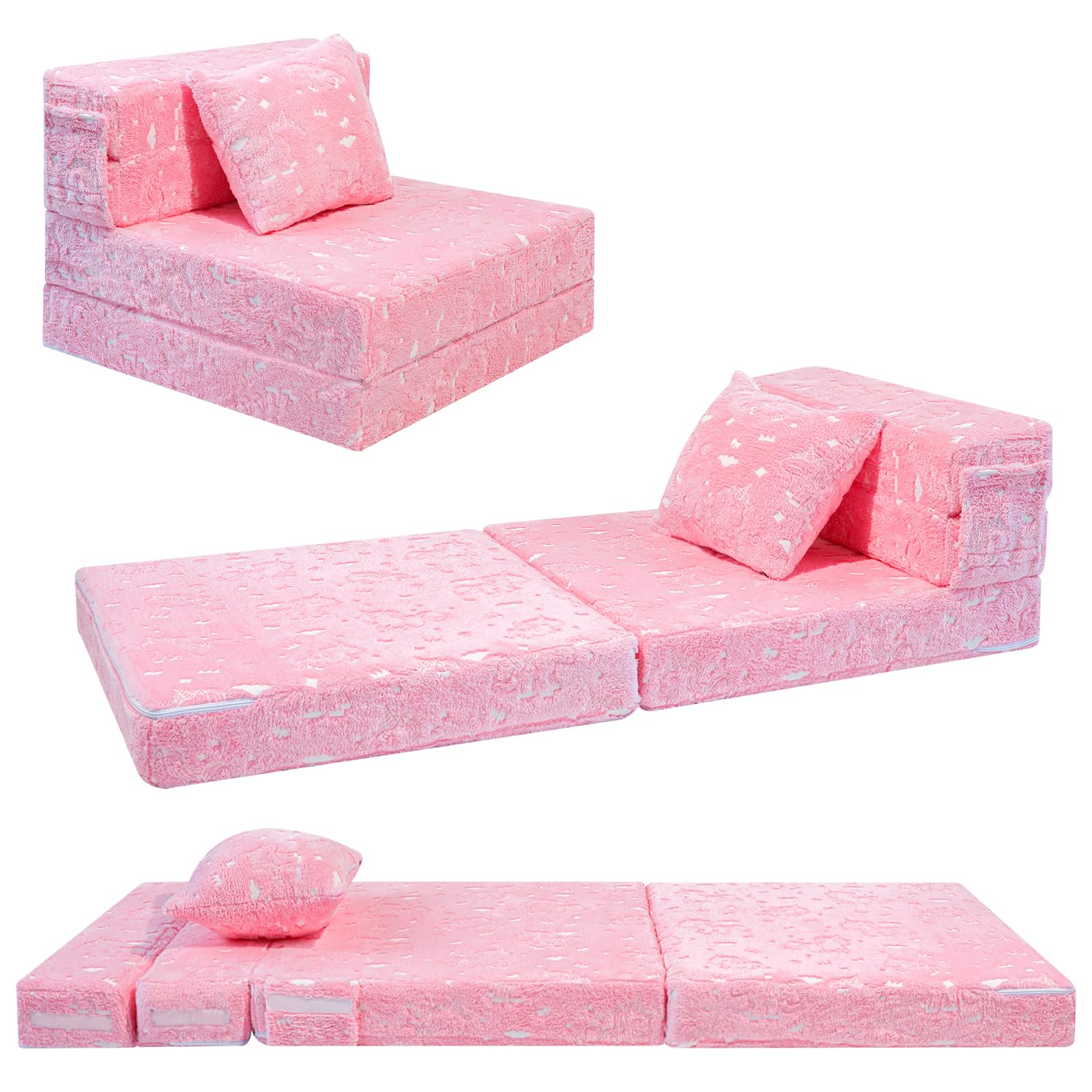 MeMoreCool Kids Sofa Bed, Toddler Folding Futon Chair Glow in The Dark โ image 1