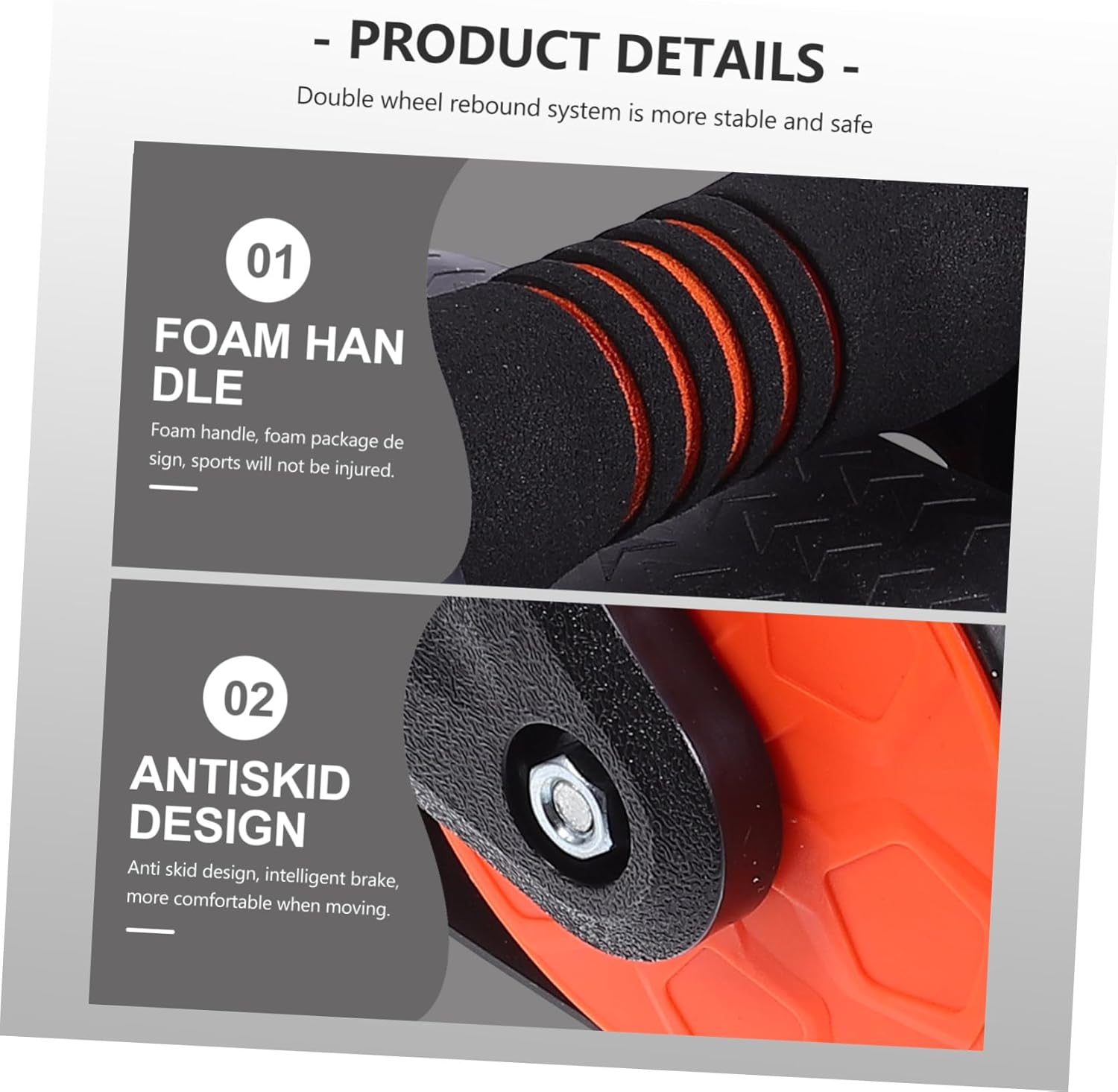 NOLITOY Abdominal Roller Wheel for Home Gym Fitness Equipment Silent Exercise Roller with Ergonomic Handle Lower Back Strength Trainer for Stomach Workout and Core Muscle Training