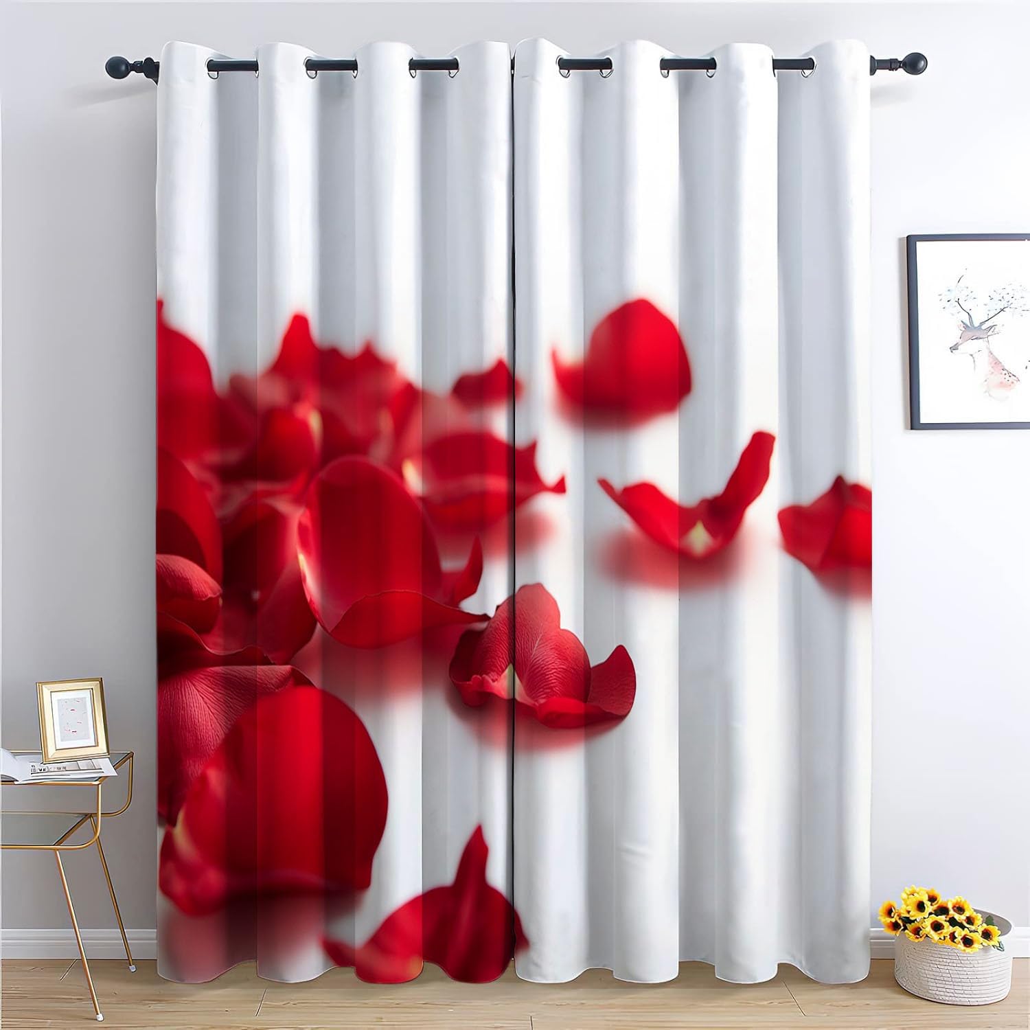 Rideaux occultants anti bruit pour chambre double rideau thermique à oeillets blanc et rouge