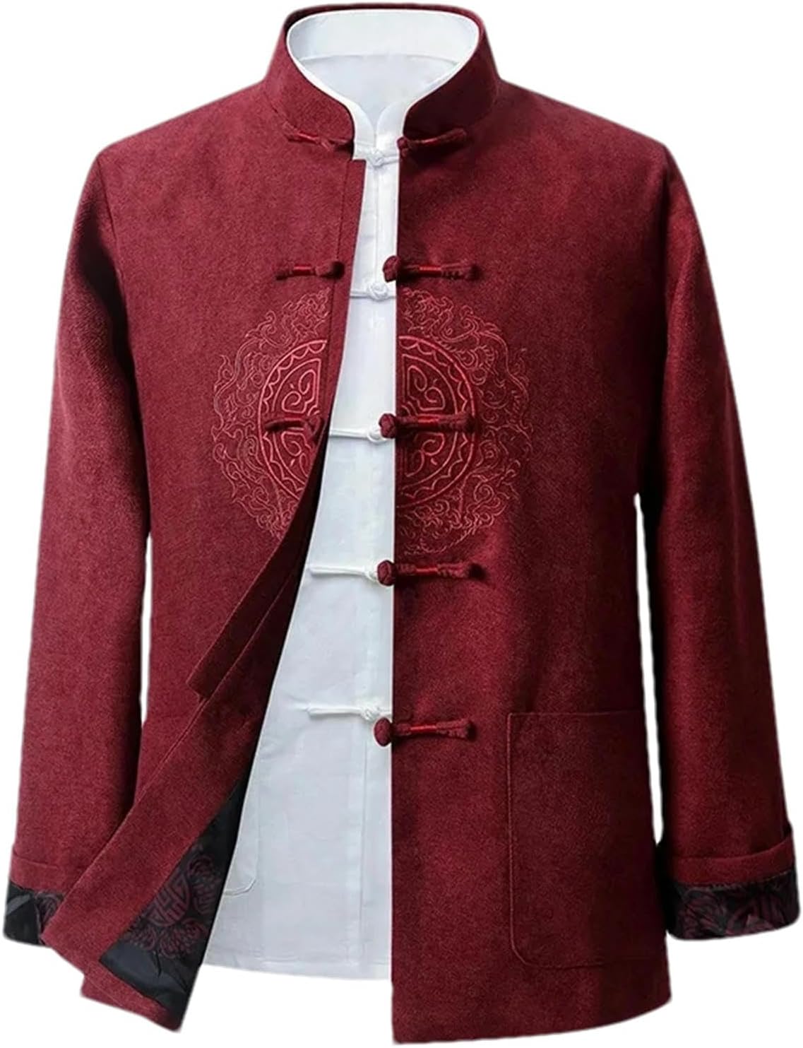 Vintage Jacquard Tang Suit Chinese Coat Spring Autumn Men Long Sleeve Hanfu Jacket Casual Tops