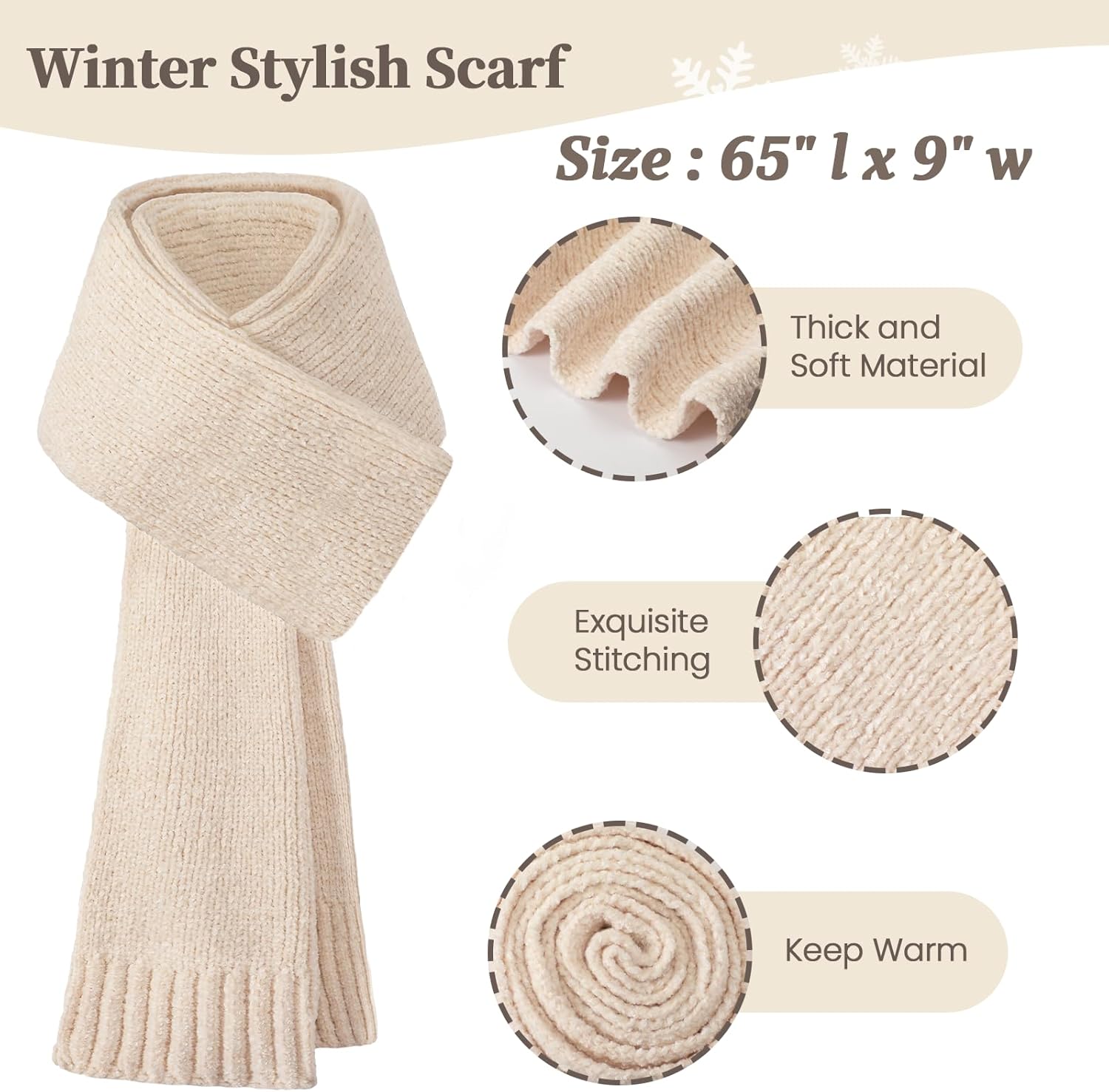 Pleneal Winter Hat Gloves Scarf Set for Women Men Warm Lining Beanie Hats Touchscreen Gloves Thick Soft Scarf - Image 4