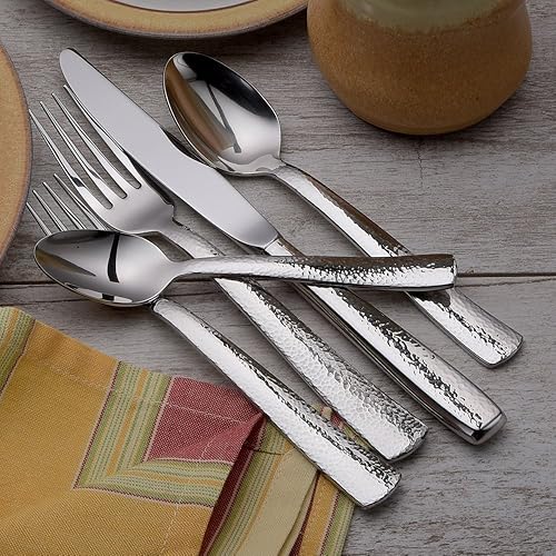 Miniatura 6 de Liberty Tabletop Pinehurst - Juego de cubiertos de 65 piezas 18/10 para 12, incluye piezas para servir fabricadas en Estados Unidos
