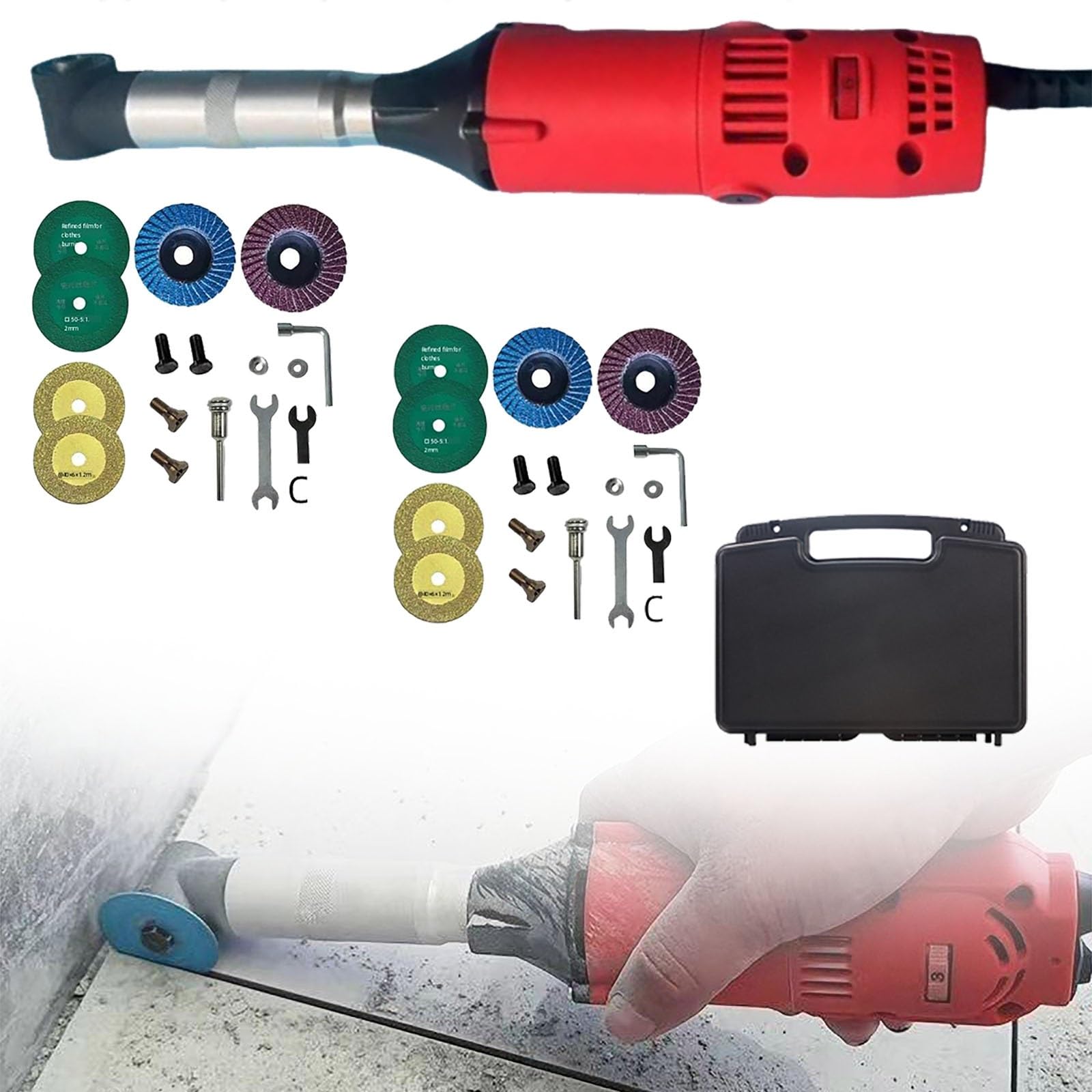 Rsqql One Color 350W Electric Tile Seam Opener Cleaner, 15000R/Min, 6-Speed Free Speed Regulation, Efficient 90° Angle,For Polishing, Milling, Rust Removal