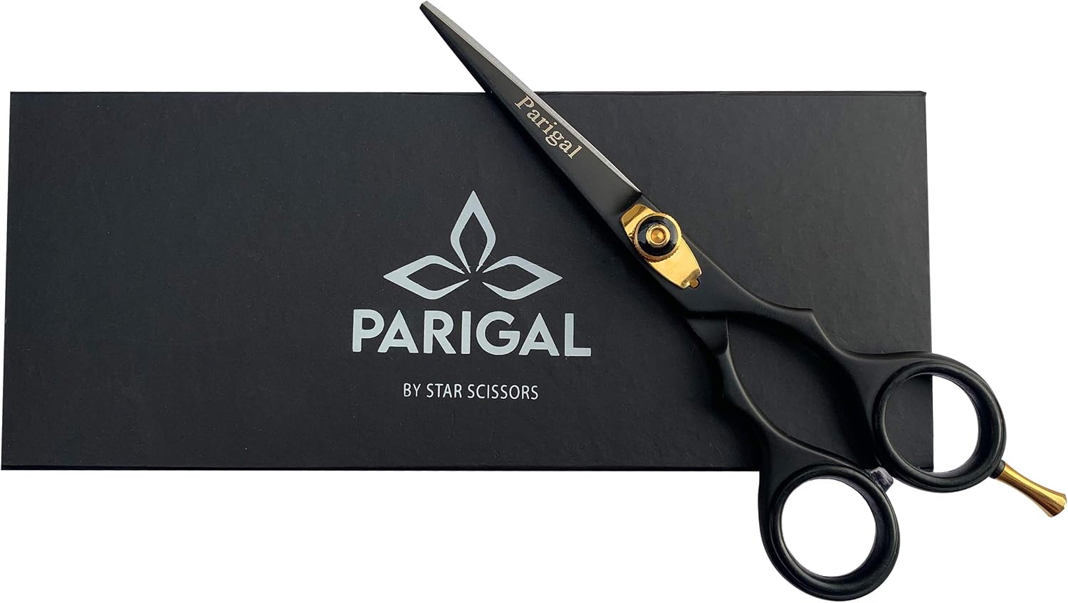 Parigal black hair shears grip detail