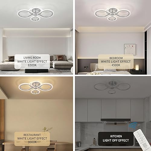 Miniatura 6 de Lámpara LED moderna de techo con control remoto, lámpara regulable de 5 anillas, 60 W, 3000 K-6500 K, acrílico pulido de metal, lámpara de araña