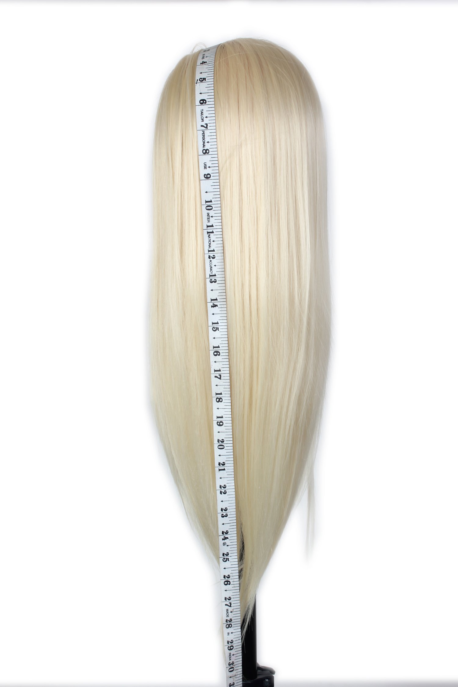Ritzkart 28 Inch Synthetic Long Off White Hair Mannequin for Practice/Cutting/Styling - Natural Human Soft Feel with Free Small Dummy Stand adds convenience by allowing you to work on hairstyles with stability and ease. 2