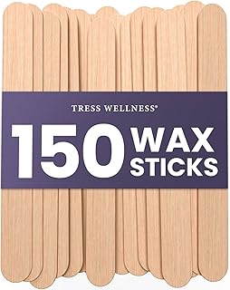 Tress Wellness - Varillas de cera para depilación - Varillas de madera premium sin astillas para depilación, varilla de cera para depilación corporal y facial, 150 varillas de cera