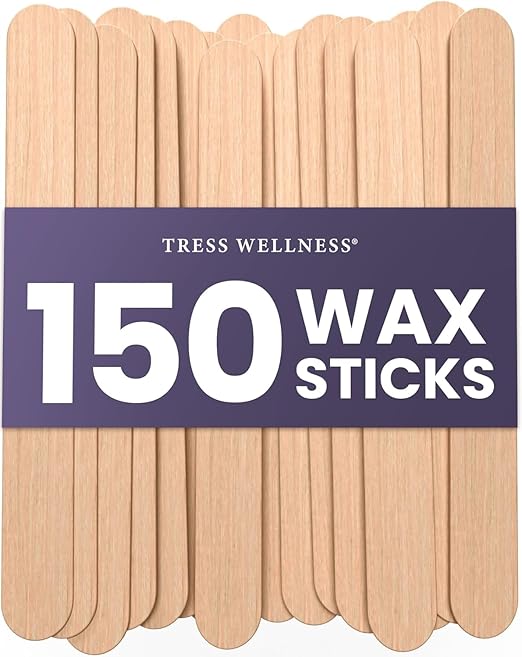 Tress Wellness - Waxing Sticks for Hair Removal - Premium Splinter-Free Wooden Sticks for Waxing, Wax Stick for Body and Face Waxing, 150 Wax Sticks