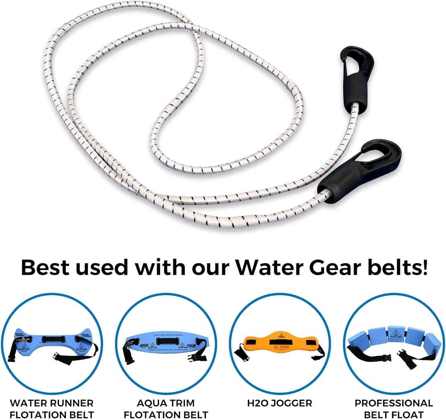 Water Gear Water Runner Hitch - Holds You In Place - Deep Water Tether Swimming Bungee Cord 51-inch - Stationary Swimmer Resistance Leash Rope : Sports & Outdoors