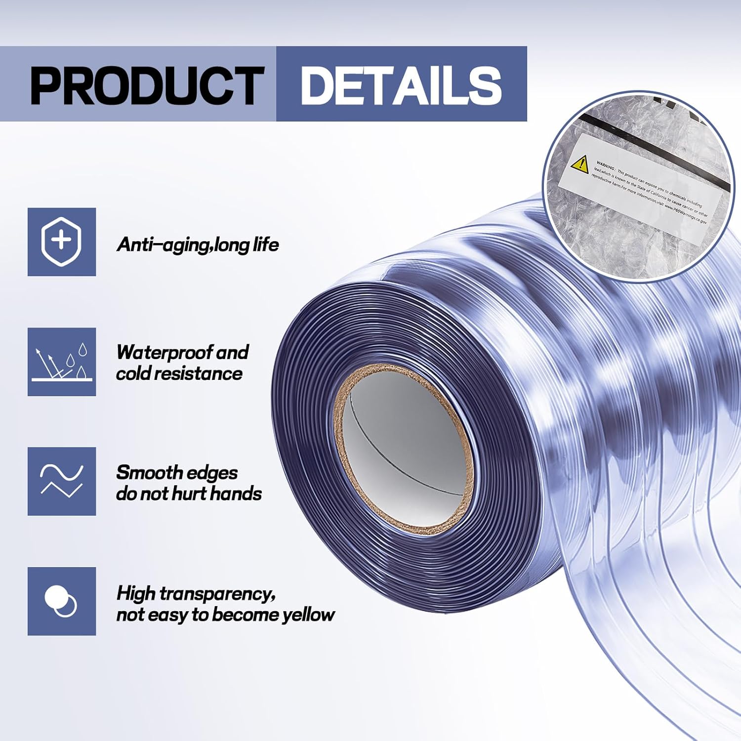 Moukeren Plastic Curtain Strips, 26 ft x 8 Inch Clear PVC Strip Curtain Roll, Heavy Duty Plastic Insulated Freezer Door Strips for Commercial, Walk-in Cooler, Garage, Warehouse, Pet Animal House