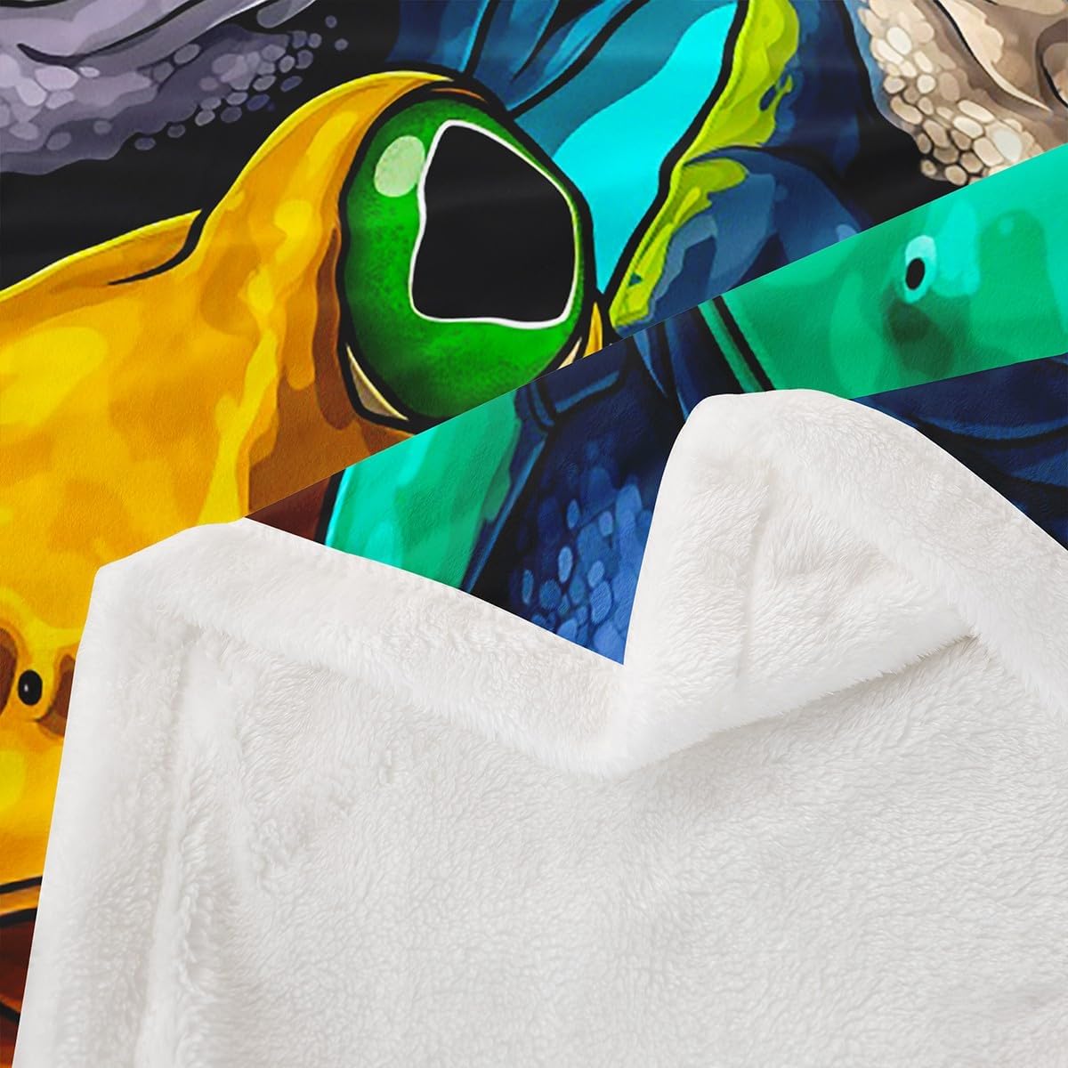 Erosebridal Funny Frog Fleece Bed Blanket Queen 90"X90" Hippie Graffiti Frogs Throw Blanket Colorful Tie Dye Tropical Wildlife Sherpa Blanket for Kids Boys Teen,Retro Jungle Animal Fuzzy Blanket