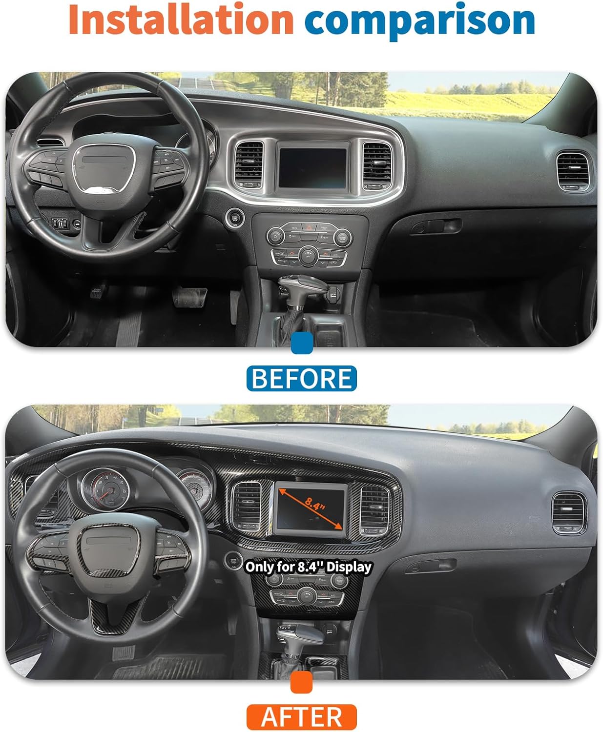 JeCar 12pcs Carbon Fiber Interior Trim Kit Fit for 2015-2023 Dodge Charger Interior Accessories