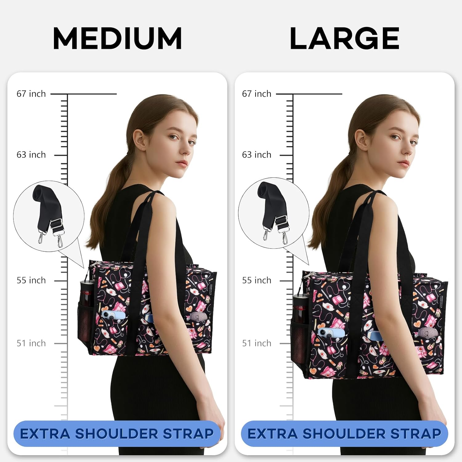 HoogaLife Nurse Bag for Work with Multiple Pockets, Waterproof Tote Organizer for Medical Supplies - Image 2