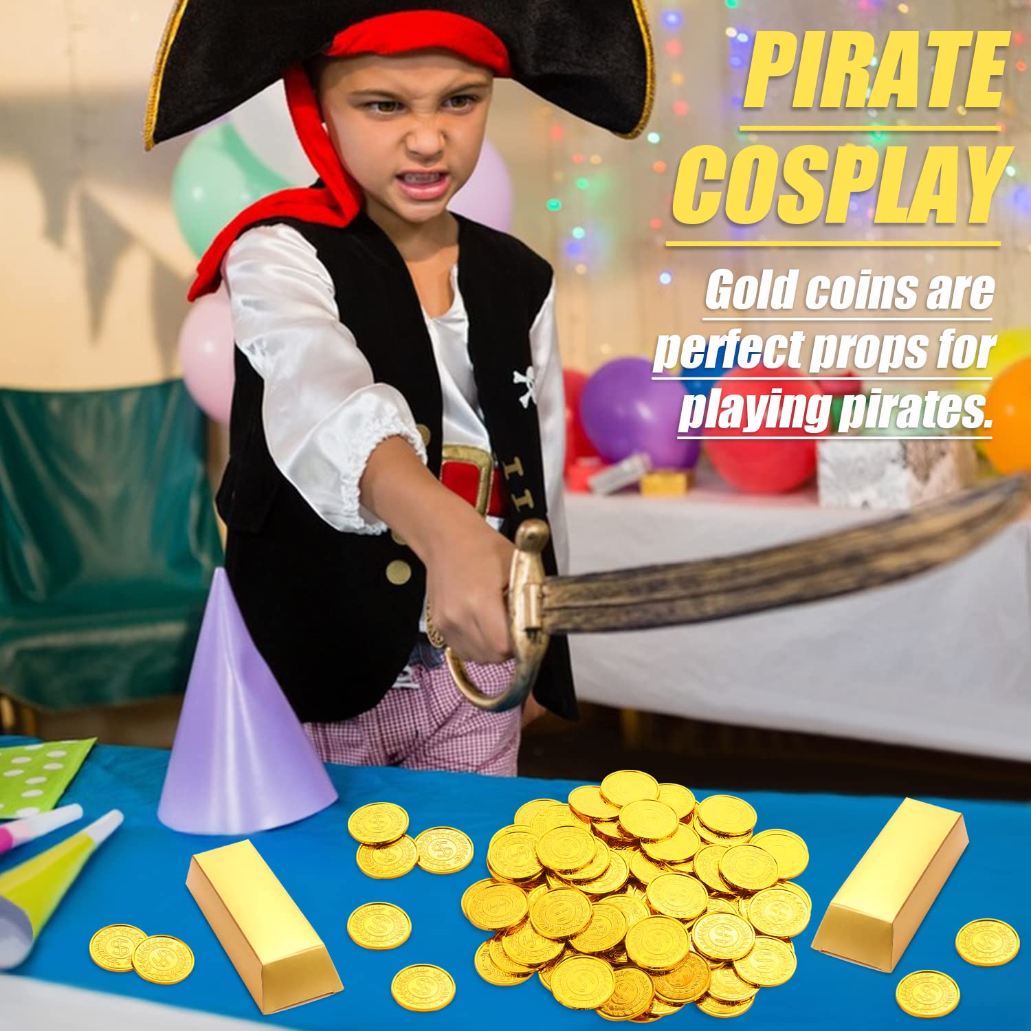 Pack De 200 Monedas De Oro Y Gemas De Plástico Con Motivos Piratas – Ideal Para Fiestas Temáticas, Caza Del Tesoro, Cumpleaños Y Decoraciones De Halloween, Juguete Seguro Y Duradero Para Niños