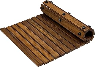 Nordic Teak 100% Solid Teak Wood String Mat - Indoor and Outdoor Use - Non-Slip Wooden Platform for Sauna, Pool, Hot Tub Flooring Decor and Protector (Oiled Finish, 23.62" x 15.75")