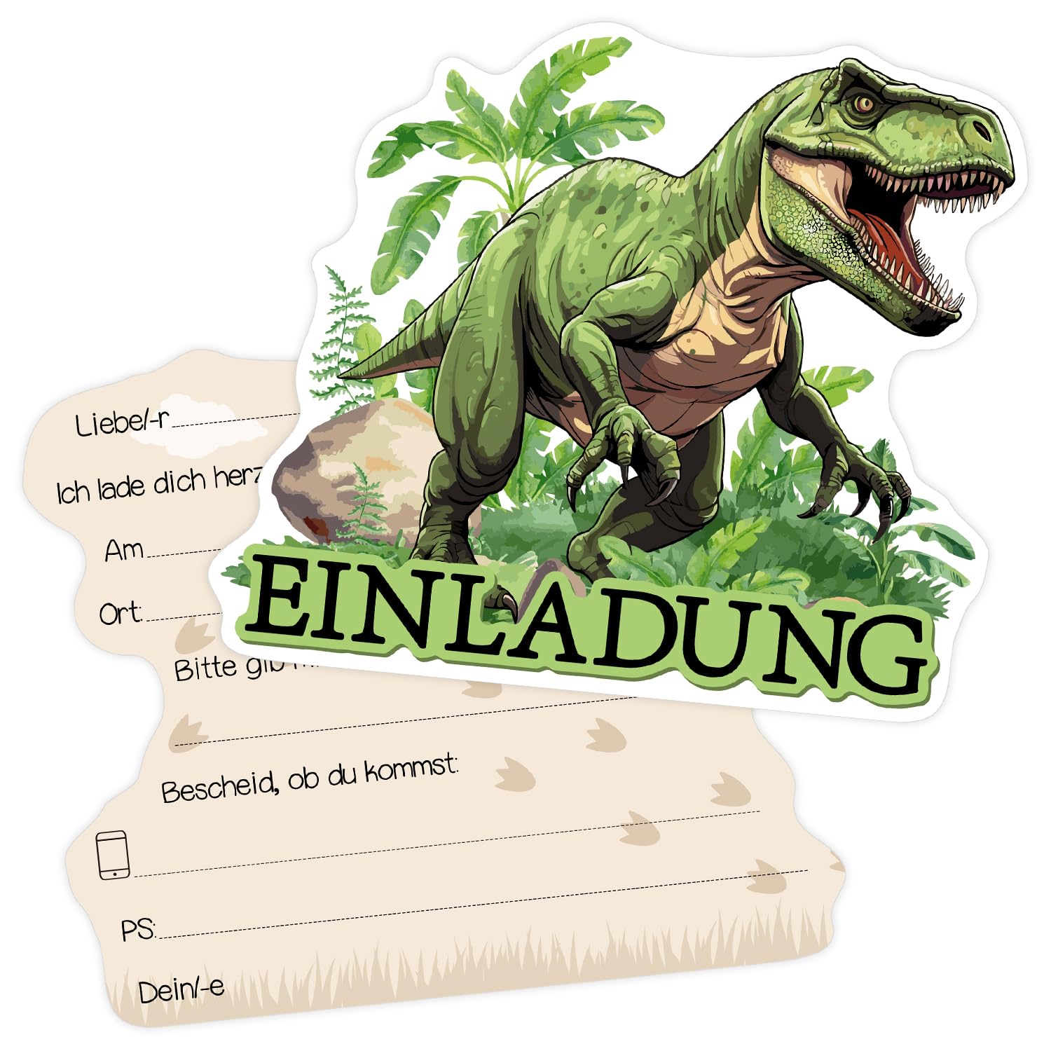 Xinfin 12 x biglietti di invito Dino T-Rex per feste di compleanno per bambini, inviti per ragazzi a tema dinosauro – L'invito perfetto per il