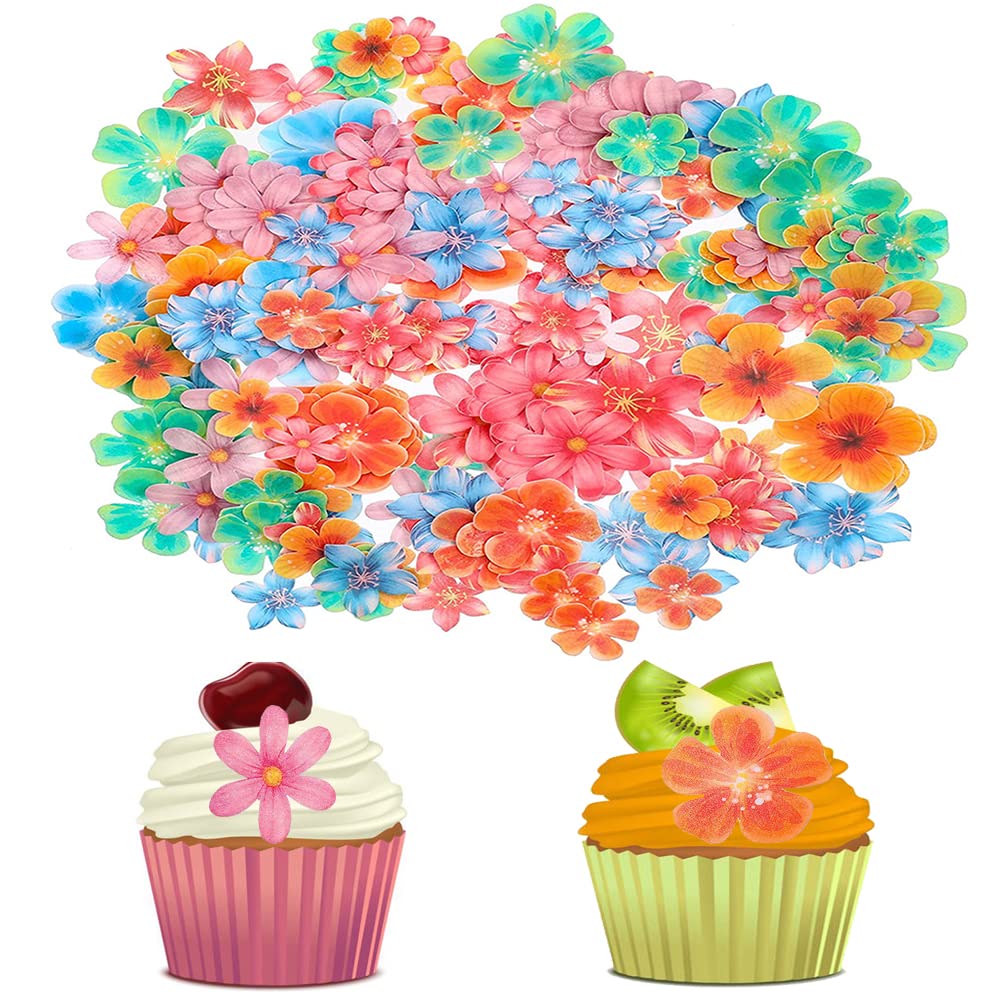 Buy 100 Pcs Wedding Cake Wafer Flowers Cupcake Toppers, Wafer Paper Cake Toppers, Rice Paper