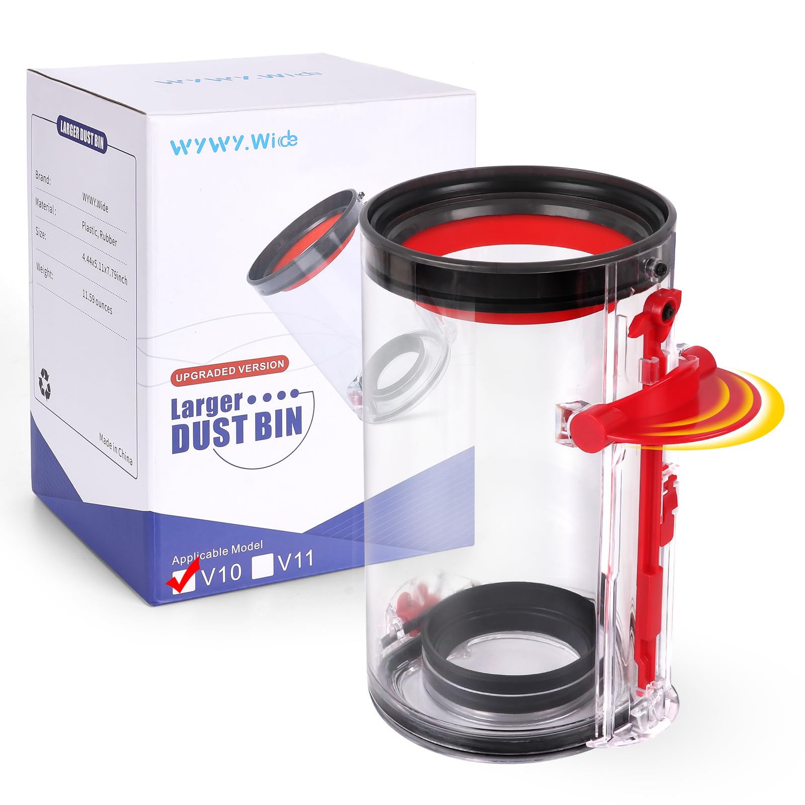 Upgraded Bin Compatible with Dyson V10 SV12 Vacuum Cleaner Canister, Large Dust Bin Replacement for Dyson Part No. 969509-01