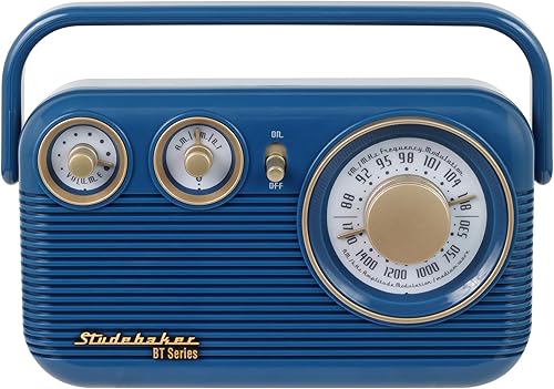 Miniatura 3 de Studebaker SB2003BTBL Bluetooth Retro Radio AM/FM portátil con CA o operación de batería (azul) Azul,Oro Rosa,verde