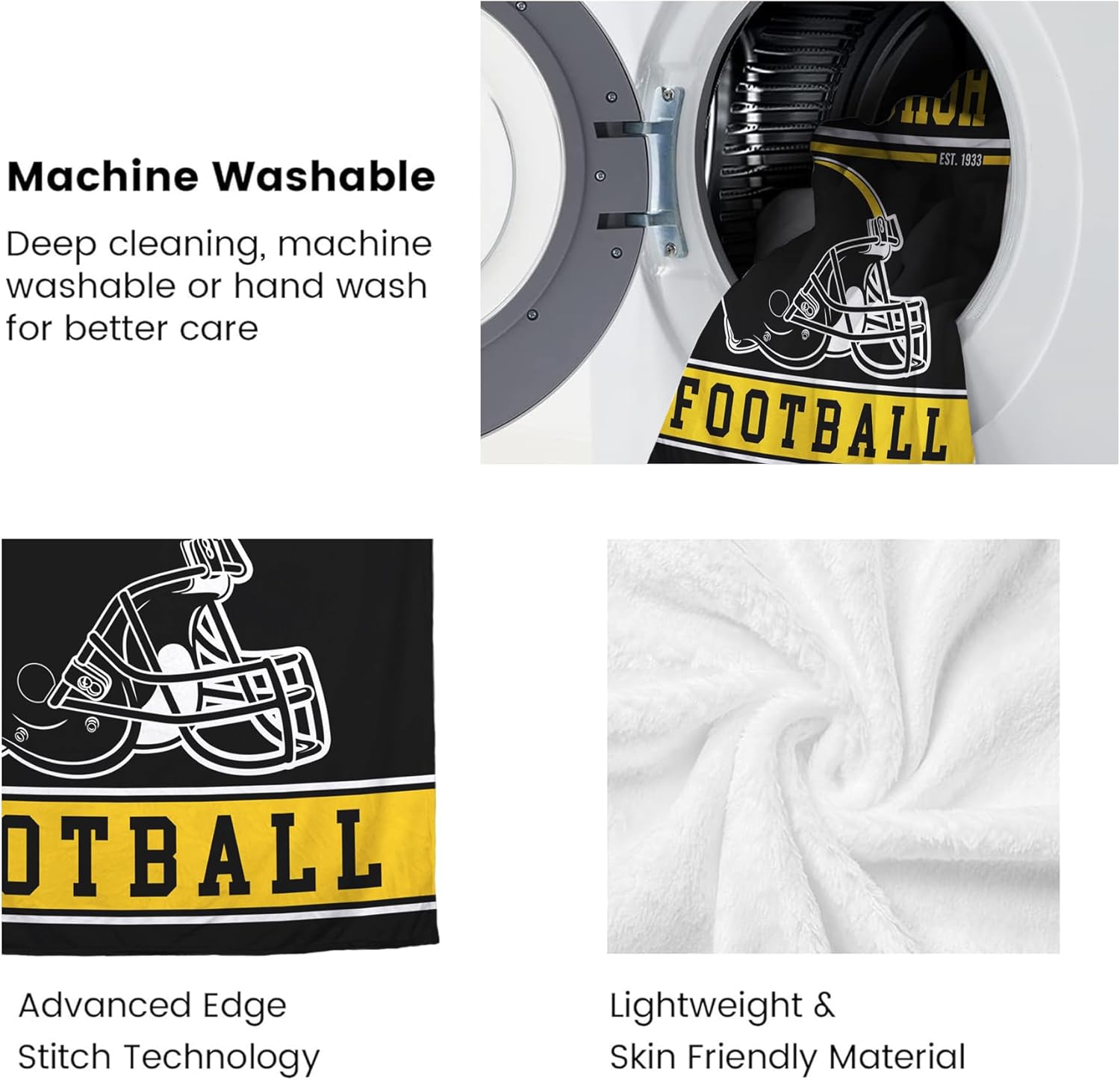 Football Blanket for Men Women Football Lovers Gifts Soft Flannel Warm Throw Blanket Football Style Travel Blanket for Men Football Fans Blankets for Sofa Bed Bedroom Living Room 50x60 Inch - Image 4