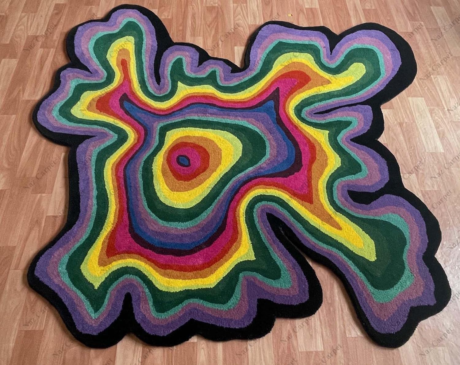 Irregular Shaped Illusion Pattern Hand-Tufted 100% Wool Handmade Area Rug (Color Multi, 4x4 Feet)