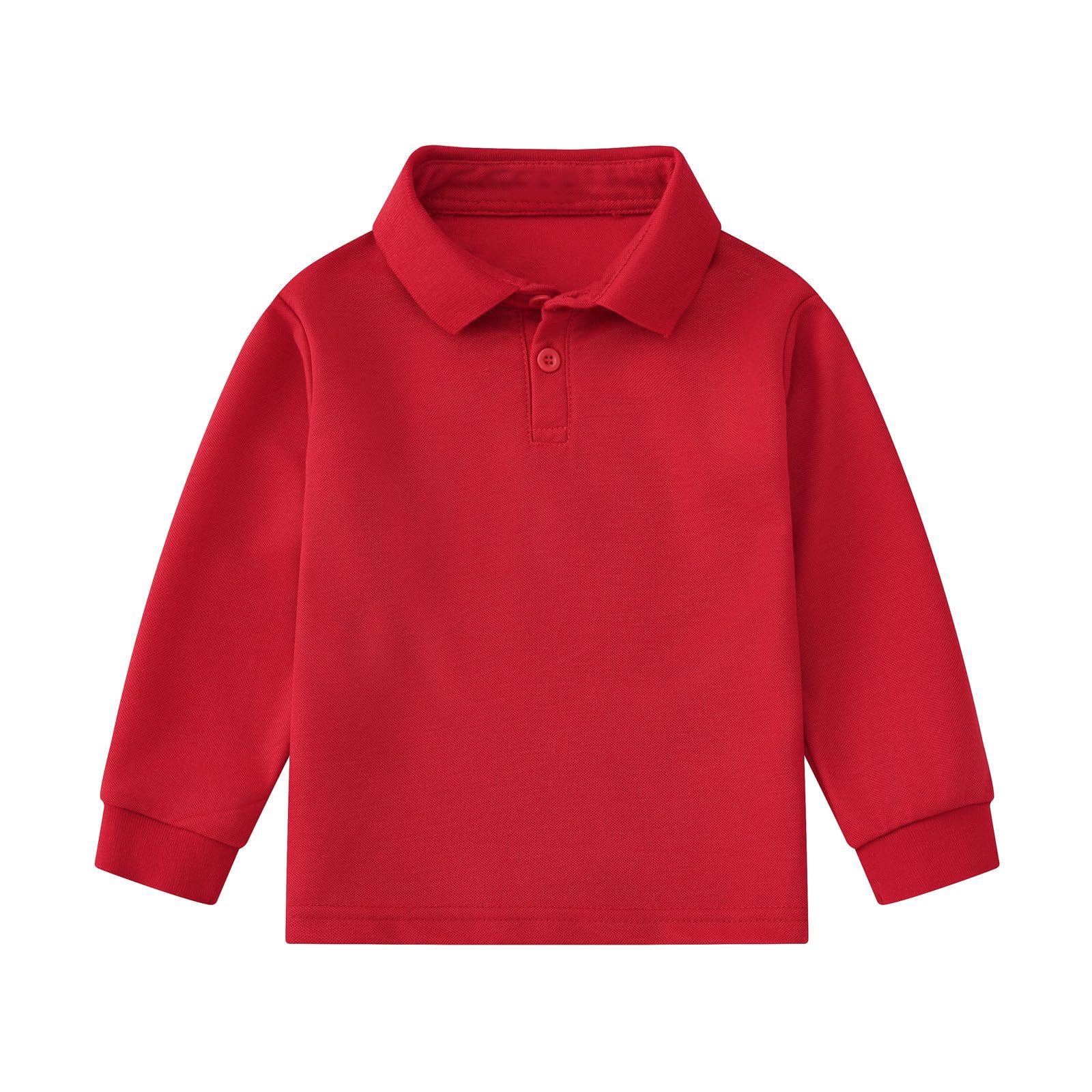 Polo para niños de manga larga, casual, de un solo color, para niñas y niños, polos elegantes, camisetas básicas, uniforme escolar, primavera, otoño, 1-12 años, rojo, 4-5 años