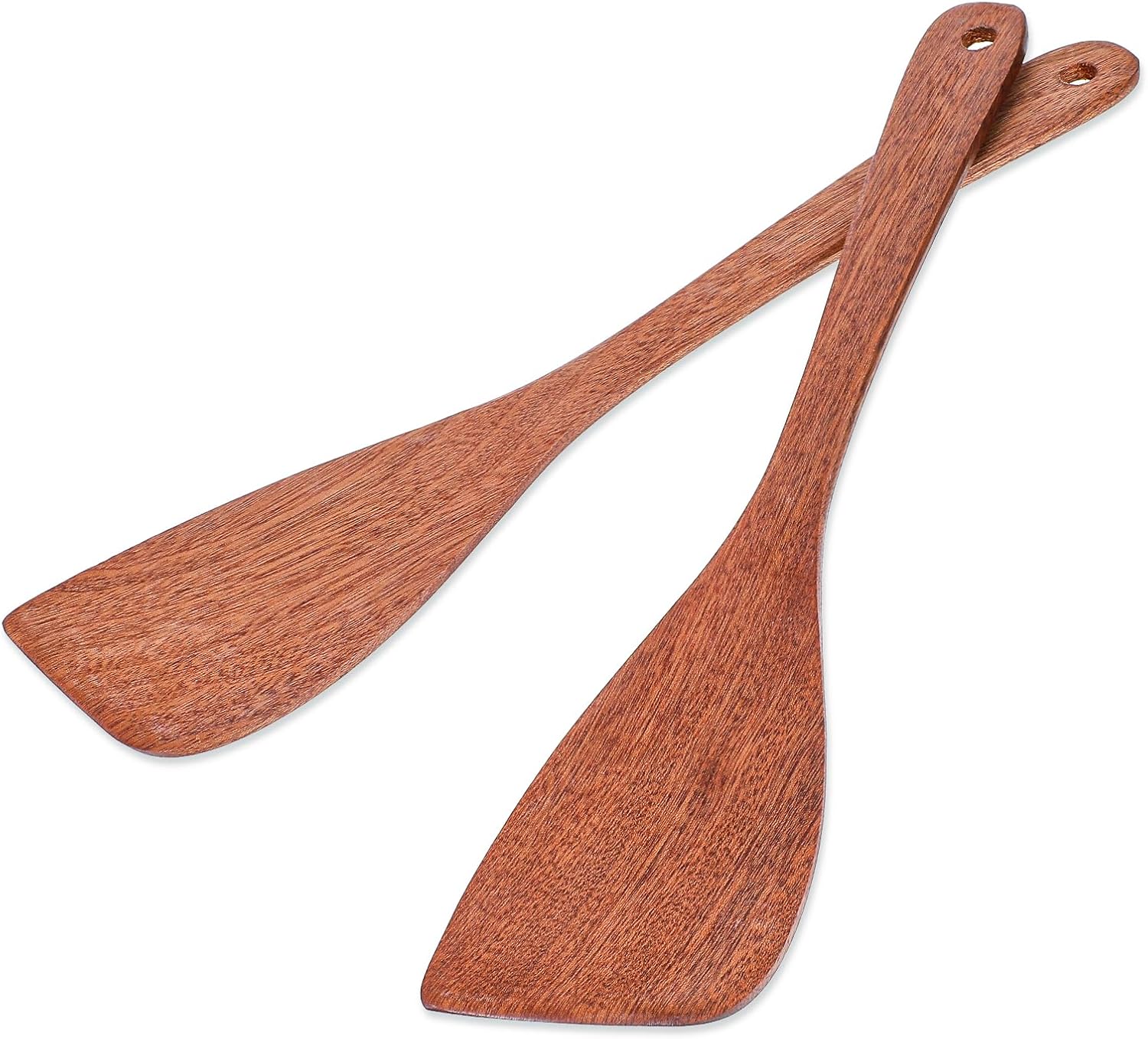 2Pcs Flat Wooden Spatula for Cooking, 12.8 Inch Thin Wooden Spatula for Non-Stick Cookware, Long Handle Flat Wood Spatulas for Kitchen Cooking Utensils