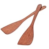 2Pcs Flat Wooden Spatula for Cooking, 12.8 Inch Thin Wooden Spatula for Non-Stick Cookware, Long Handle Flat Wood Spatulas for Kitchen Cooking Utensils
