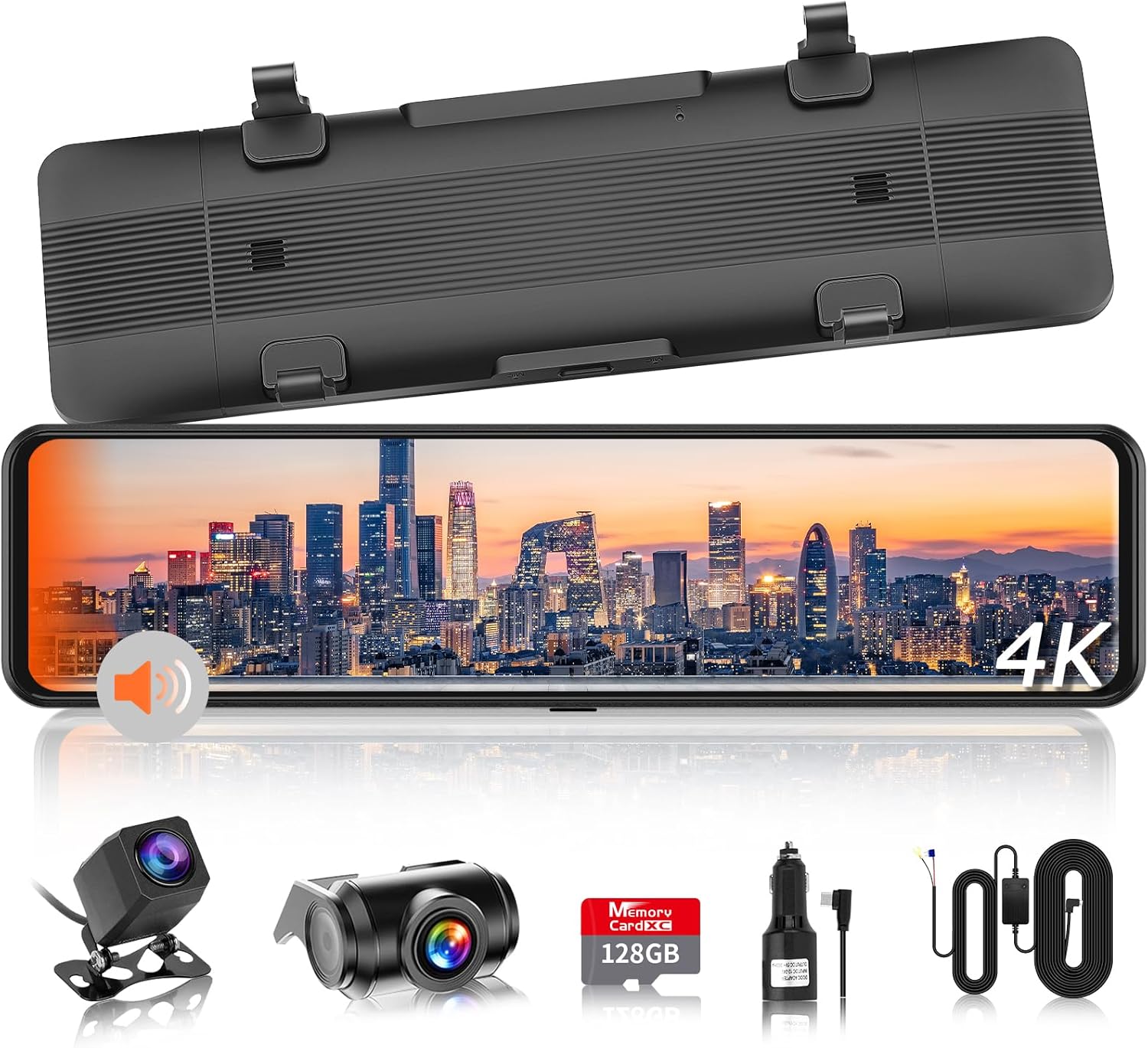 【2025再革新分離式・128GBカード付き・バックカメラ左右上下反転可・4K・BSD運転補助・LCA後方車両検出】SPADE ドライブレコーダー ミラー型 分離 IMX415センサー 800万画素 音声制御 WDR機能搭載 駐車監視 GPS搭載 電波干渉対策 暗視機能 録画再生可能 リアカメラ 防水 目眩防止ガラス デジタルインナーミラー タッチパネル ドラレコ 温度対策 日本語取説付 3年保証