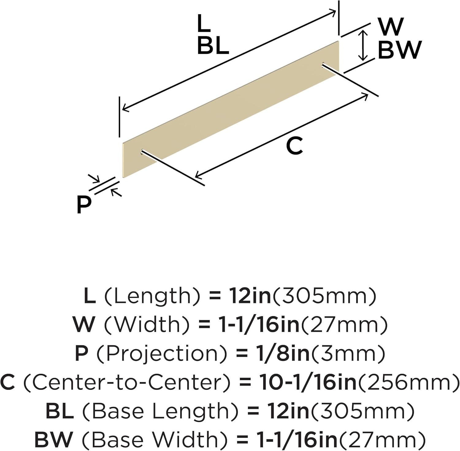 Amerock Maymont 10-1/16 inch (256mm) Center-to-Center Rectangle Golden Champagne Cabinet Pull Backplate, BP37593BBZ