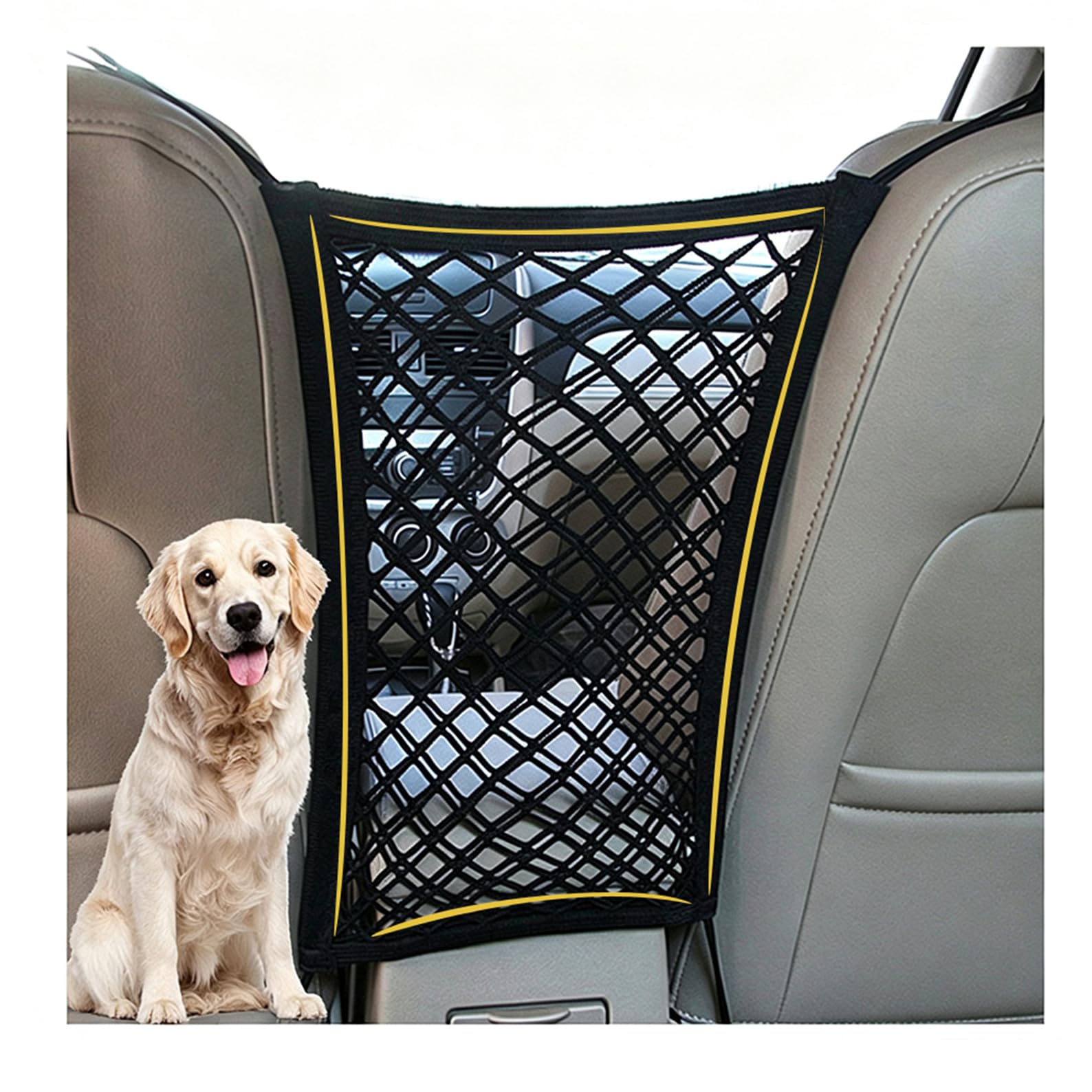 DYKESON Dog Car Net Barrier Pet Barrier with Car Mesh Organizer for Dog & Child, Safety Divider with Upgraded Storage Pouch, Easy Install for Cars & SUVs - carriers and travel products | Mubboo