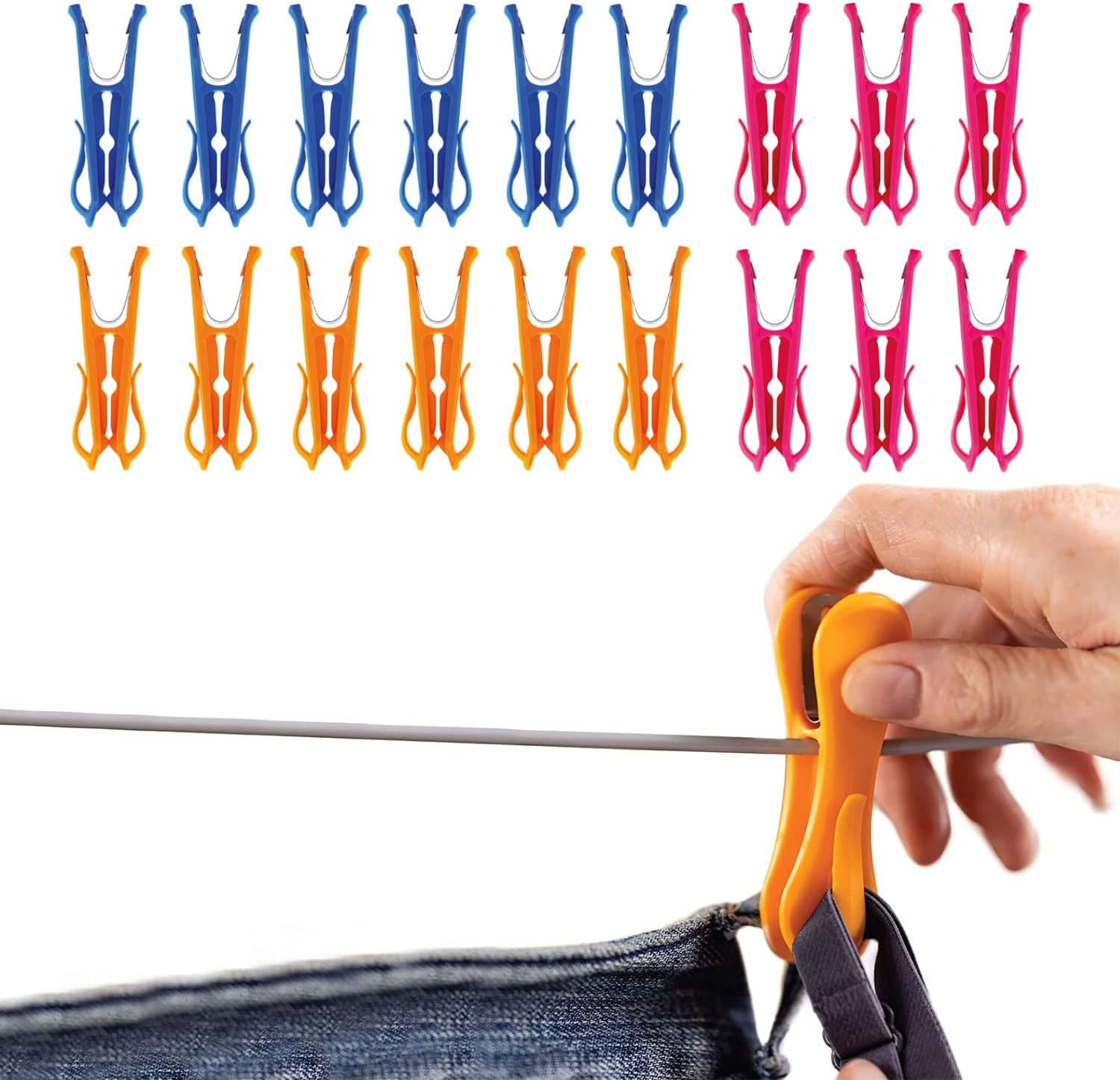 18 x HEGS - The Space Saving Clothes Peg with a hook - UV and Shatter Proof